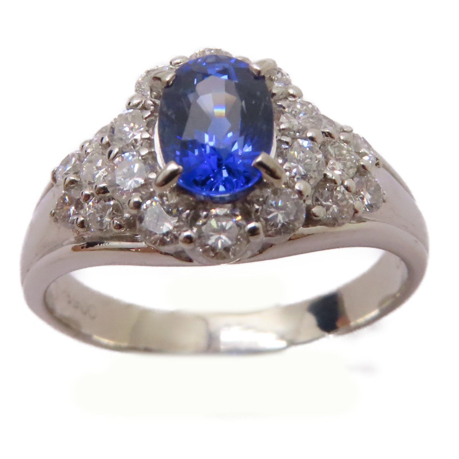 JEWELRY PT900鉑金Sapphire/Diamond Ring 1.09ct藍寶石/0.70ct鑽石戒指US#7.5