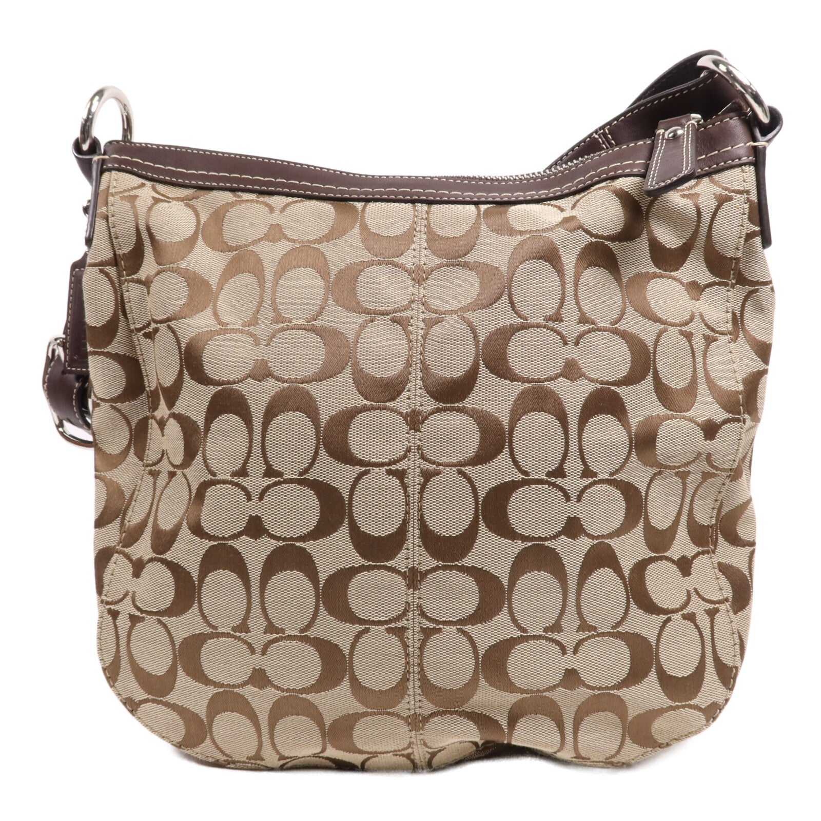 COACH 帆布Shoulder Bag銀扣肩背袋