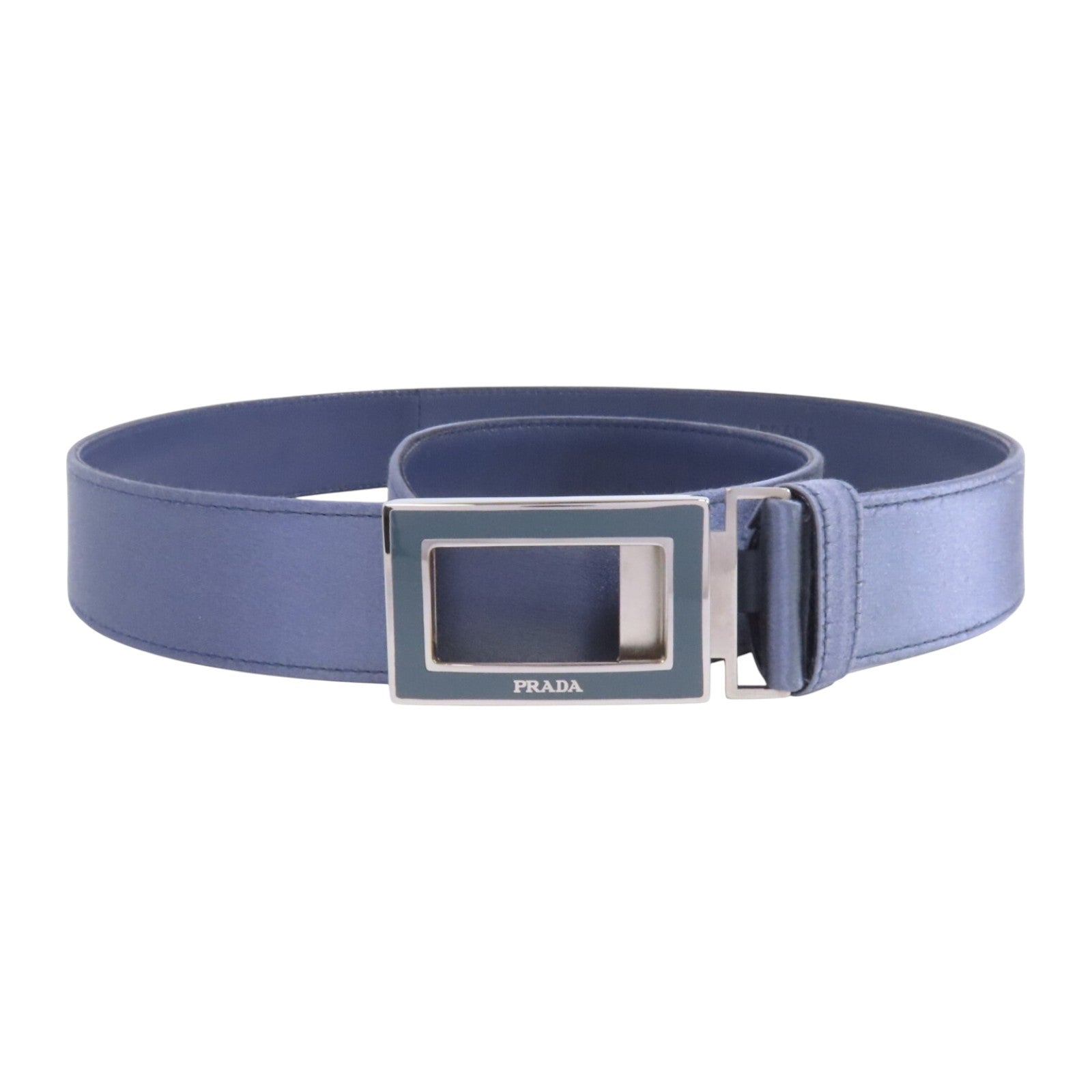 PRADA 【激減優惠】緞質Lady Belt 銀扣皮帶