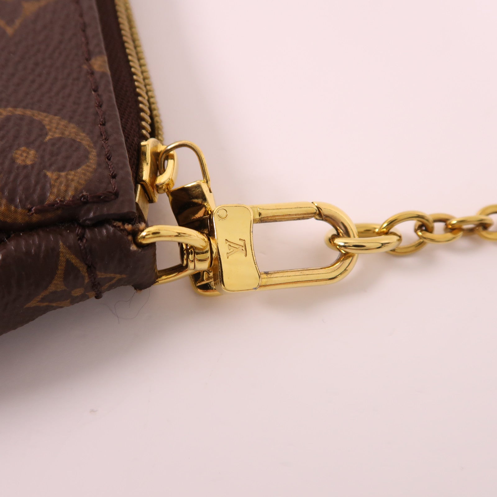 LOUIS VUITTON Monogram Multi Pochette Accessoires金扣手挽肩背兩用袋棕色