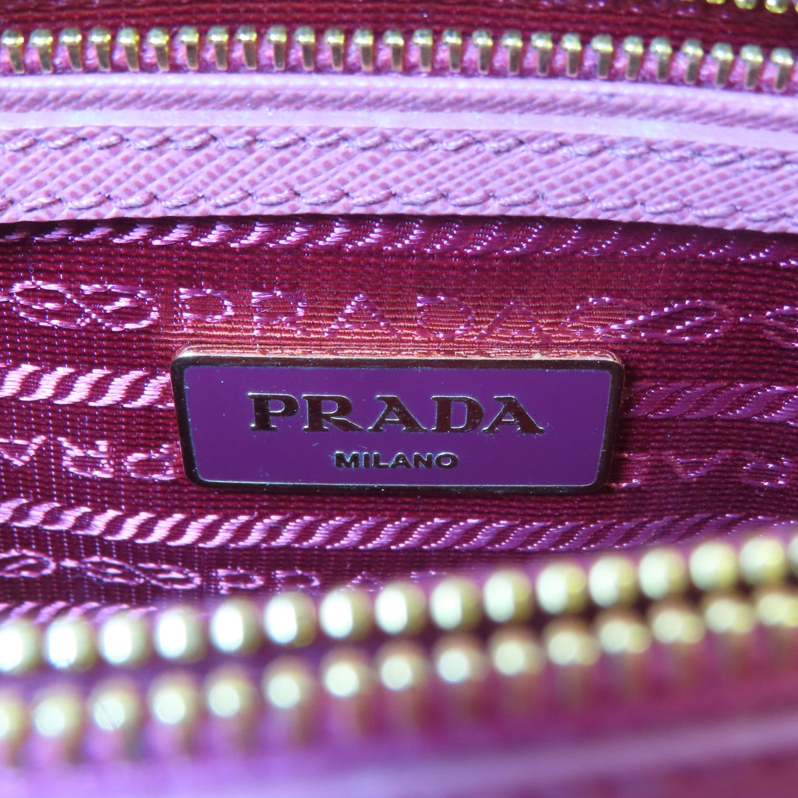 PRADA 牛皮皮革2 Way Shoulder金扣手挽肩背兩用袋粉紅色