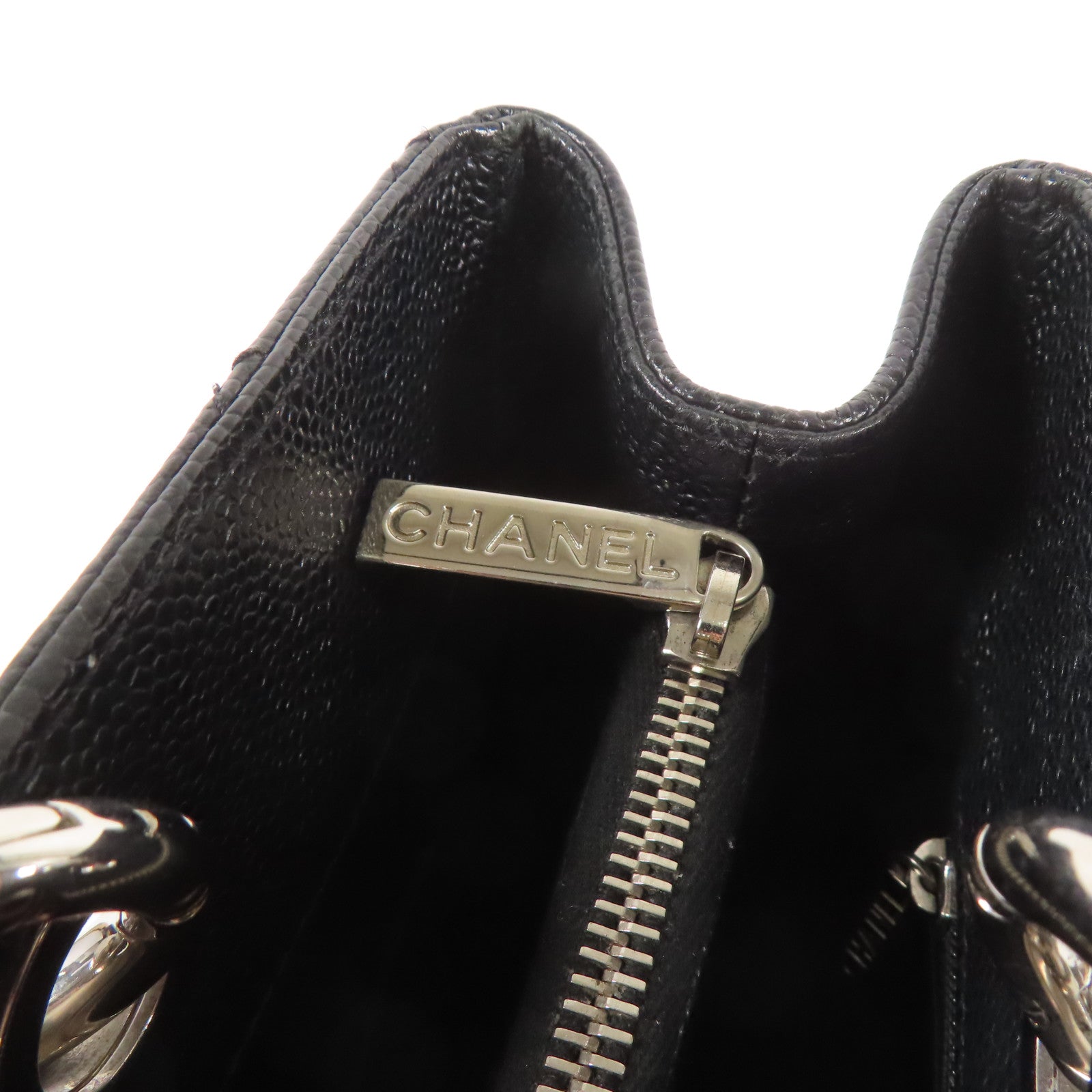 CHANEL 牛皮皮革GST Grand Shopping Tote銀扣鏈帶肩背袋
