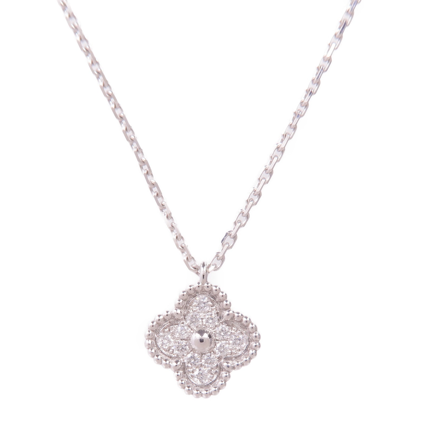 Van Cleef & Arpels 18K白金Sweet Alhambra Pendant鑽石項鍊