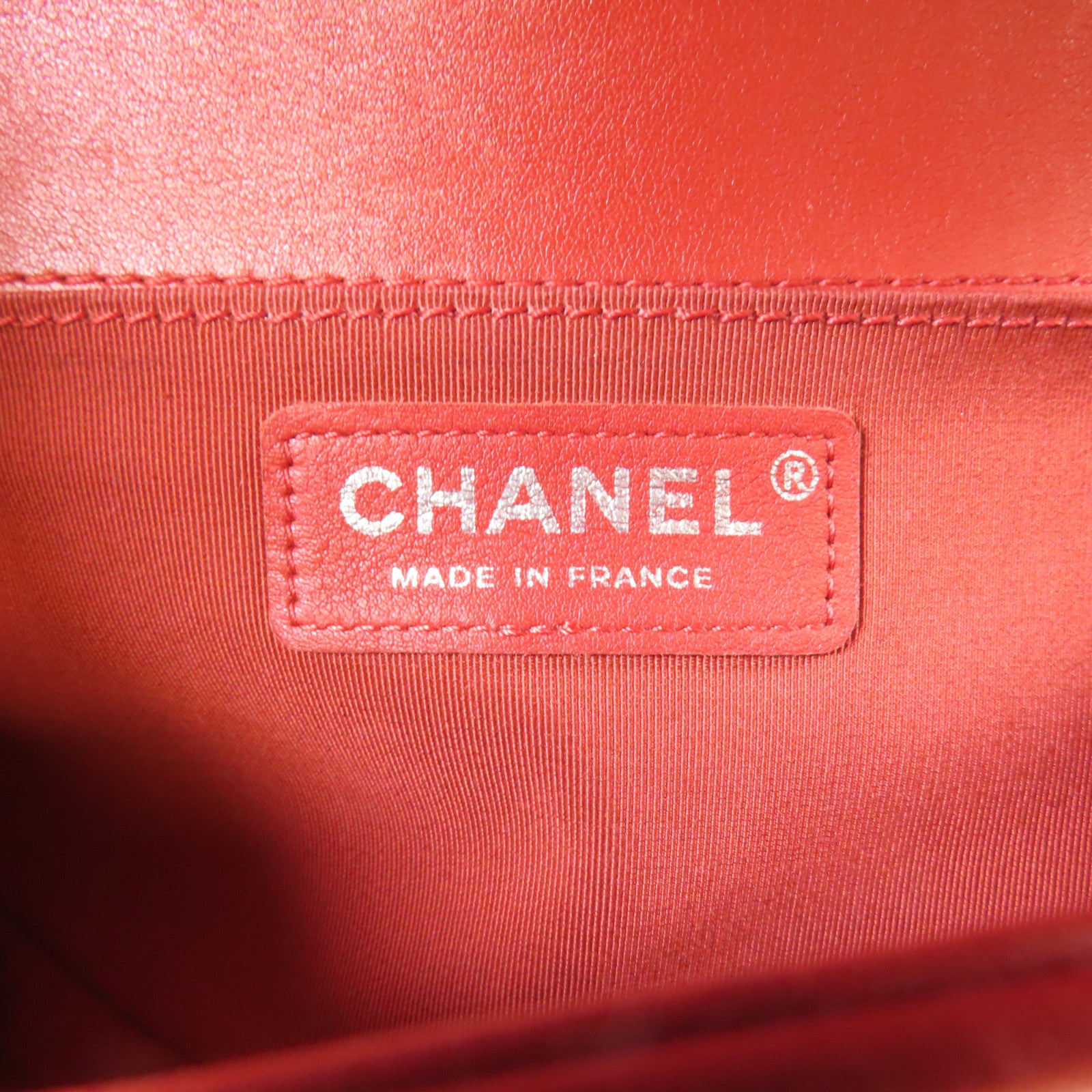 CHANEL CC SHW Boy 25 Chain Shoulder Bag Calfskin Leather Red