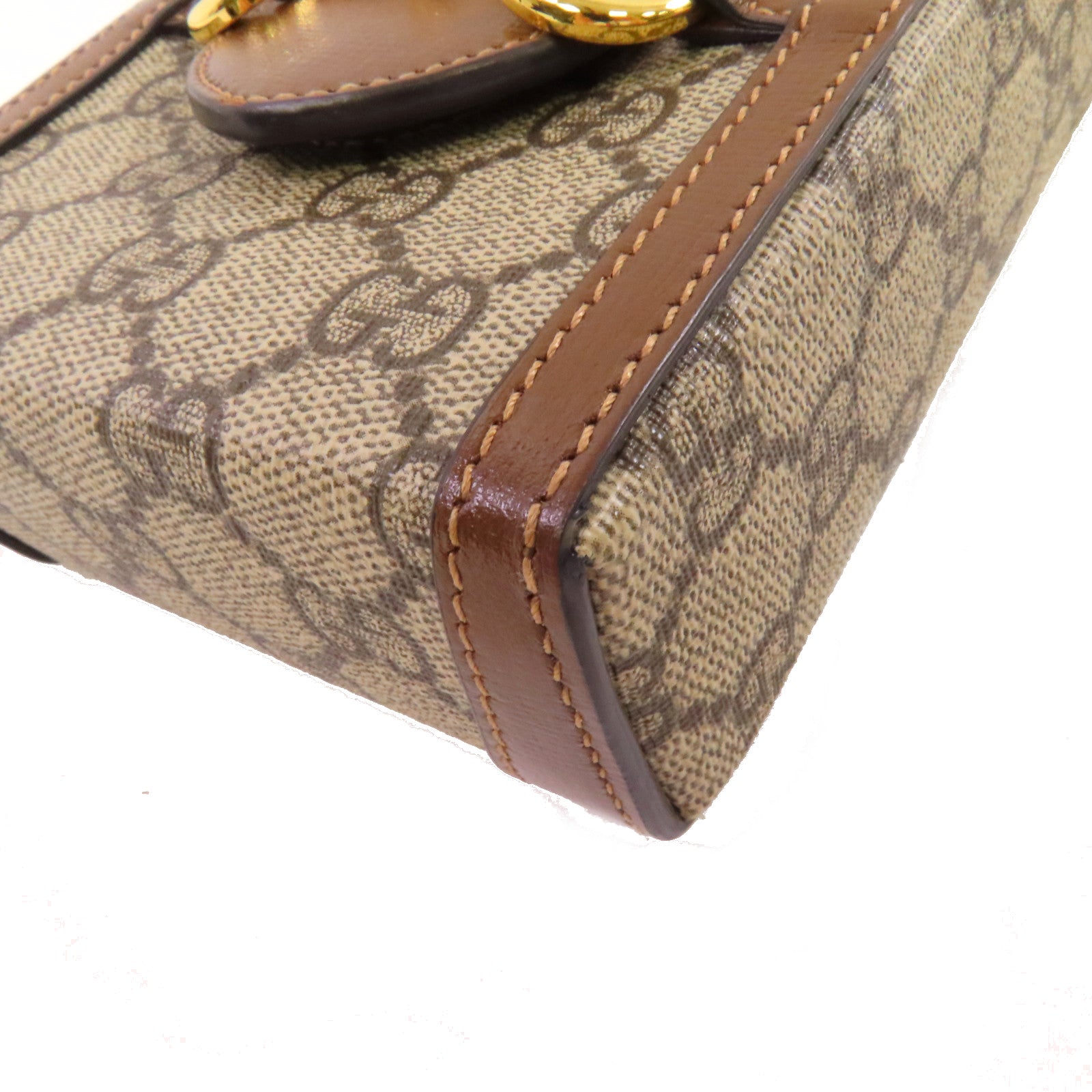 GUCCI 塗層帆布Horsebit 1955 Shoulder Bag金扣肩背袋啡色