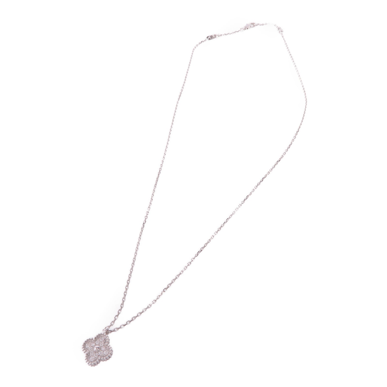 Van Cleef & Arpels 18K白金Sweet Alhambra Pendant鑽石項鍊