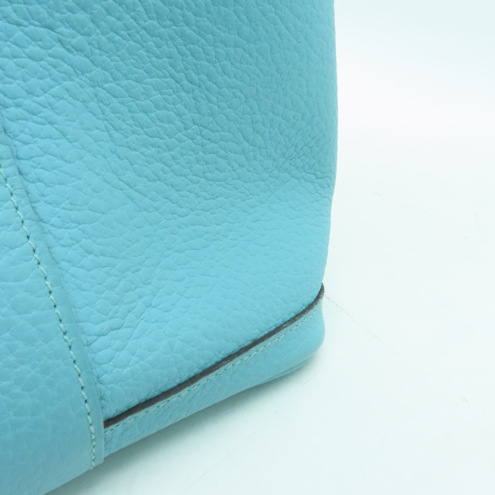 HERMES 【激減優惠】Negonda皮革Garden Party PM銀扣手挽袋Blue Atoll淺藍色