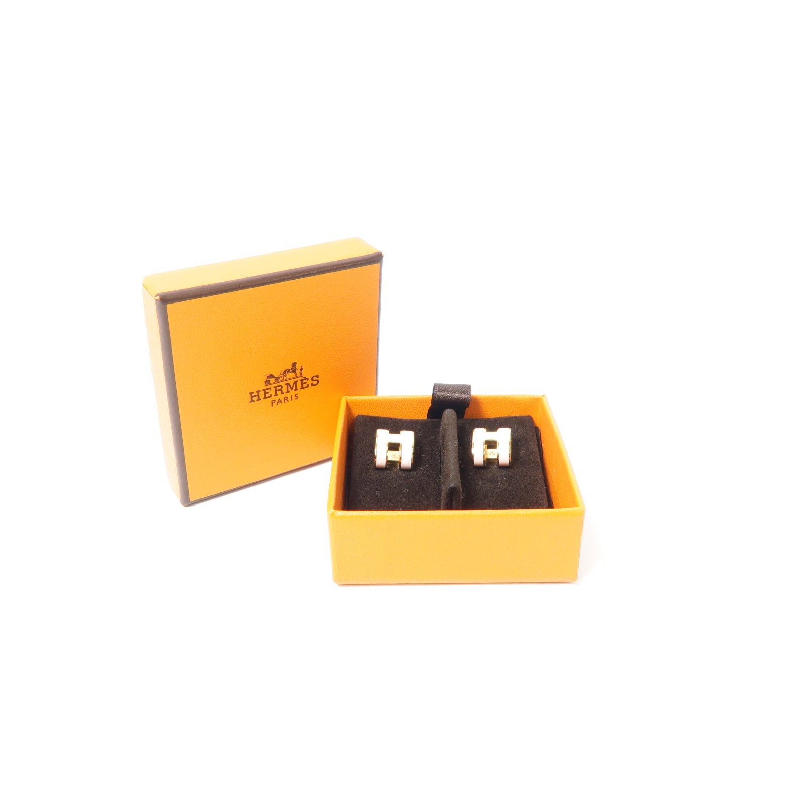 HERMES 金屬Pop H Earrings耳環粉紅色/金色