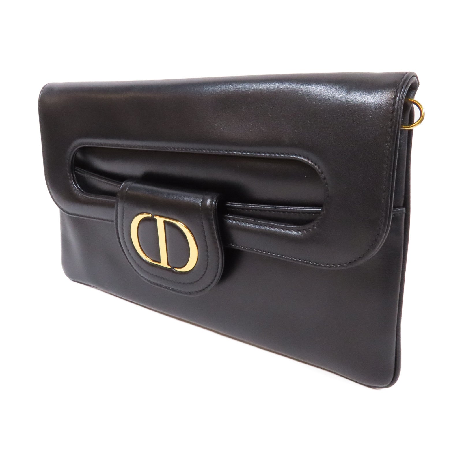 Dior Shanghai Product Double Chain Shoulder 2 Way Shoulder金扣鏈帶手挽肩背兩用袋黑色