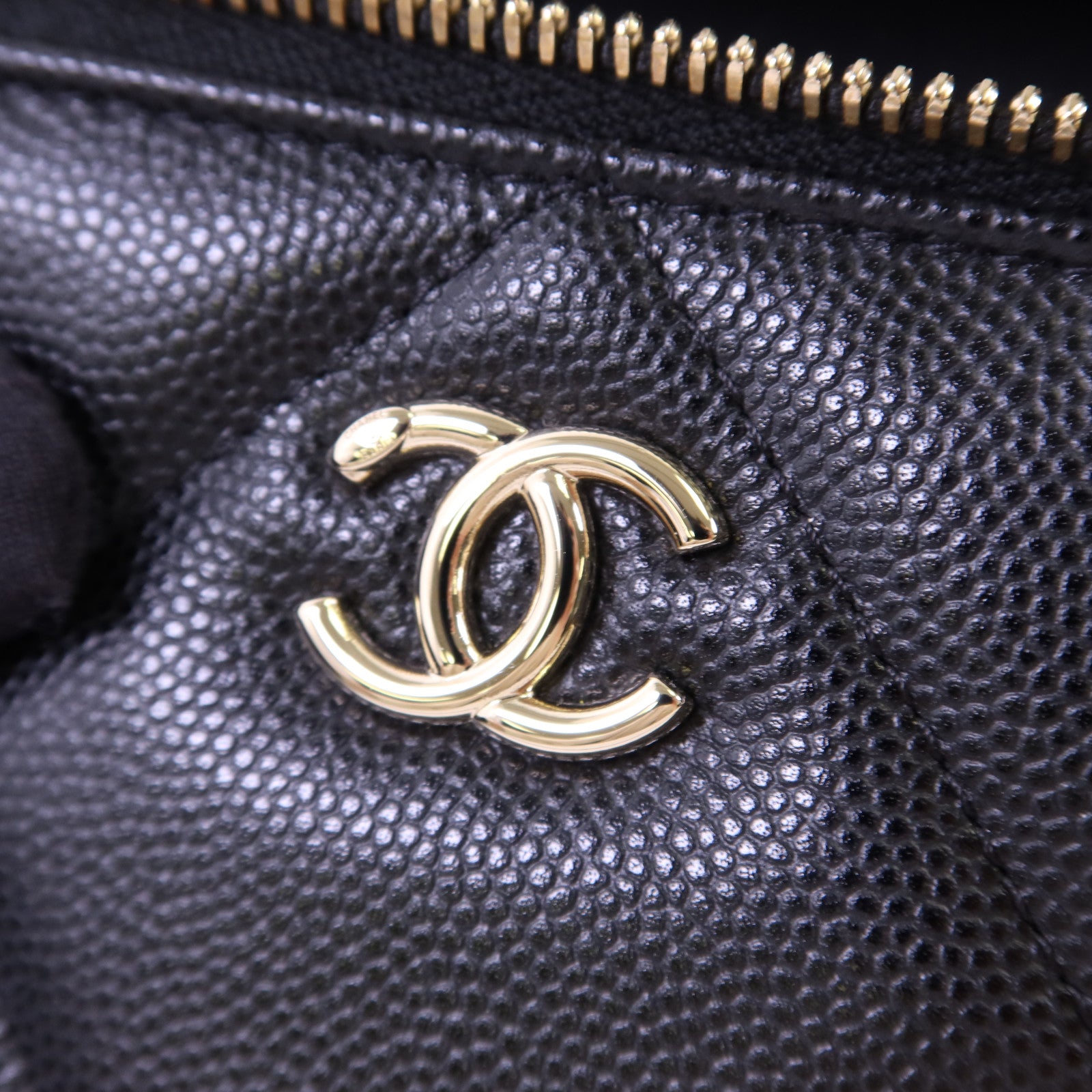 CHANEL 牛皮皮革Vanity With Chain金扣手挽肩背兩用袋