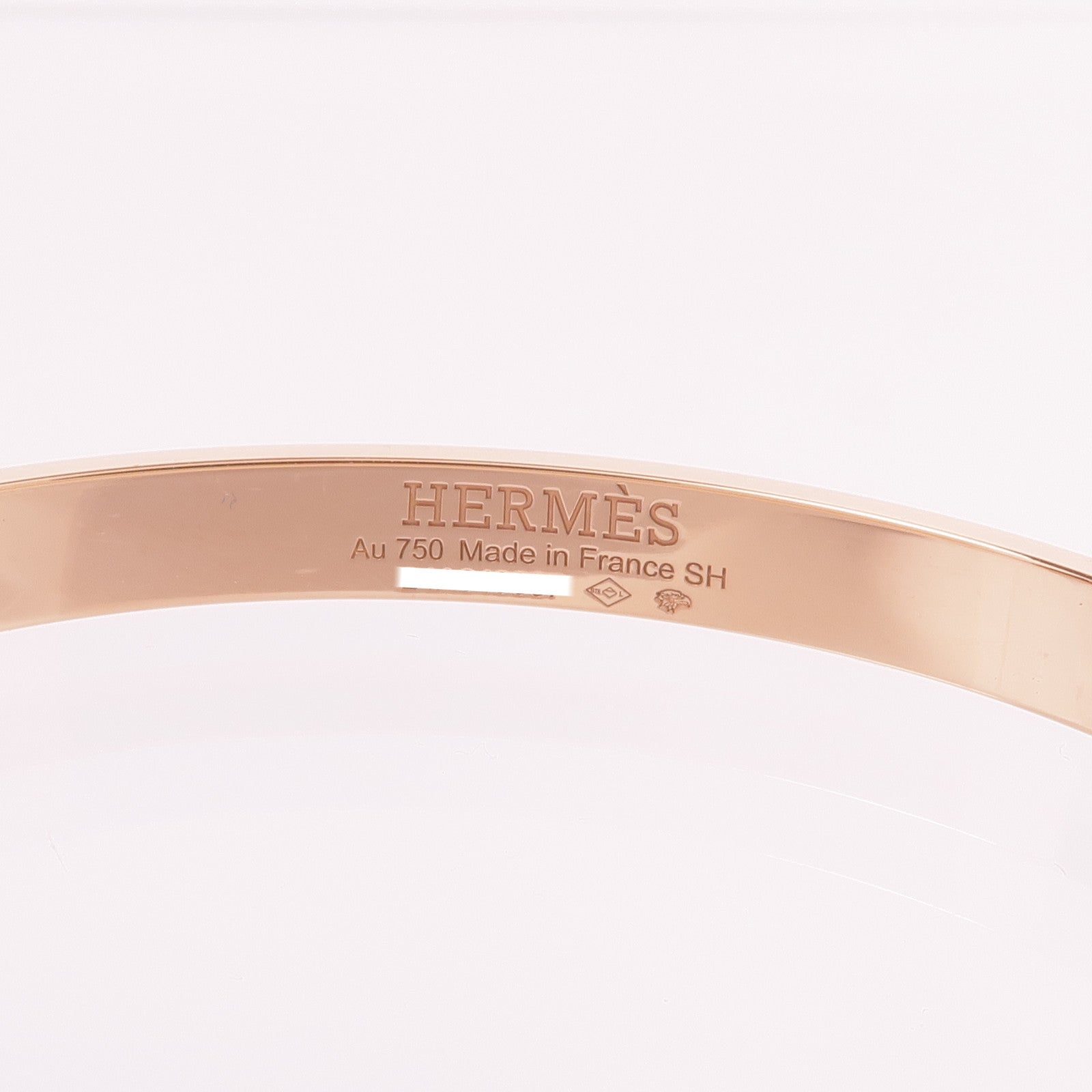 HERMES 18K玫瑰金Kelly Bracelet Small Model鑽石手鐲