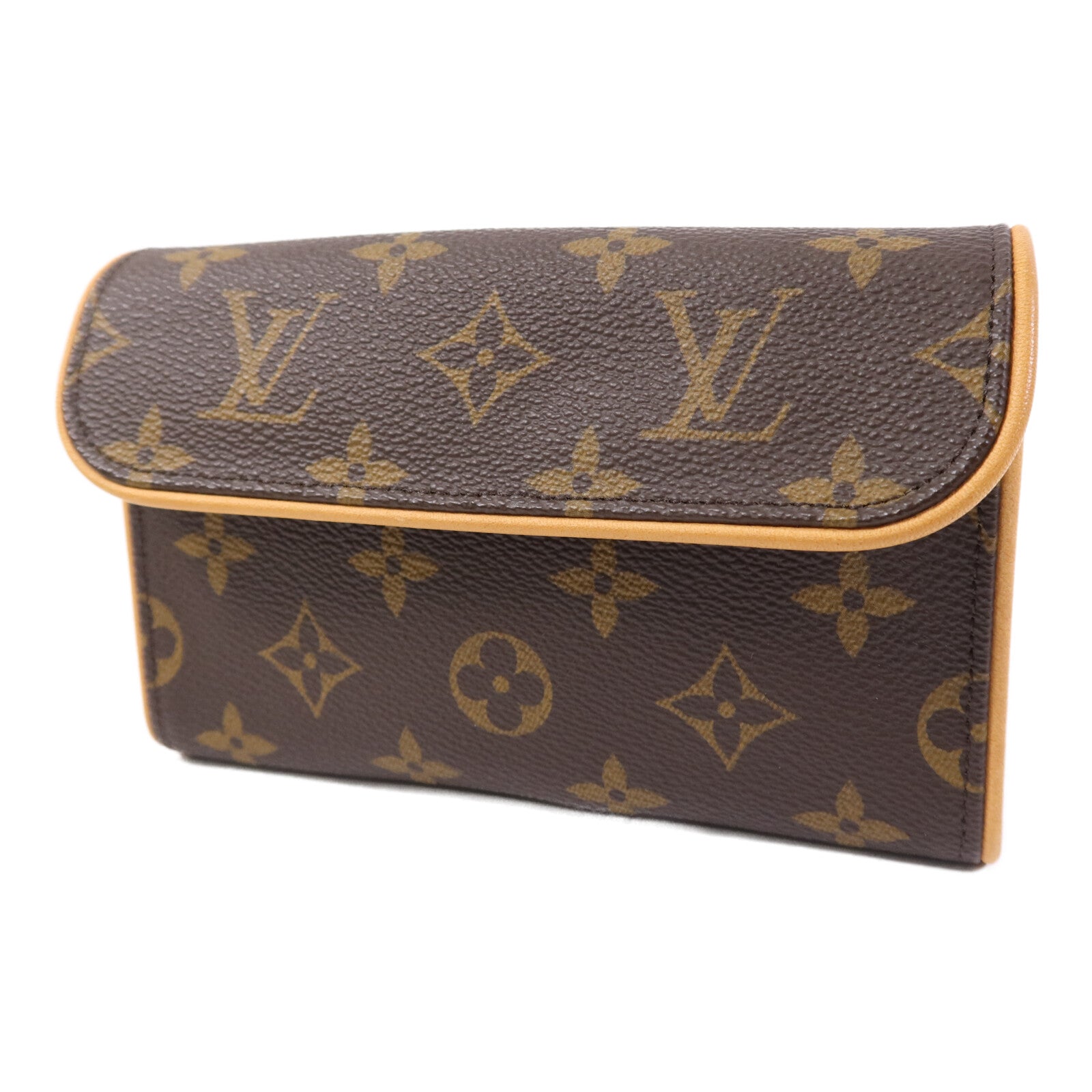LOUIS VUITTON Monogram Pochette Florentine金扣腰包棕色