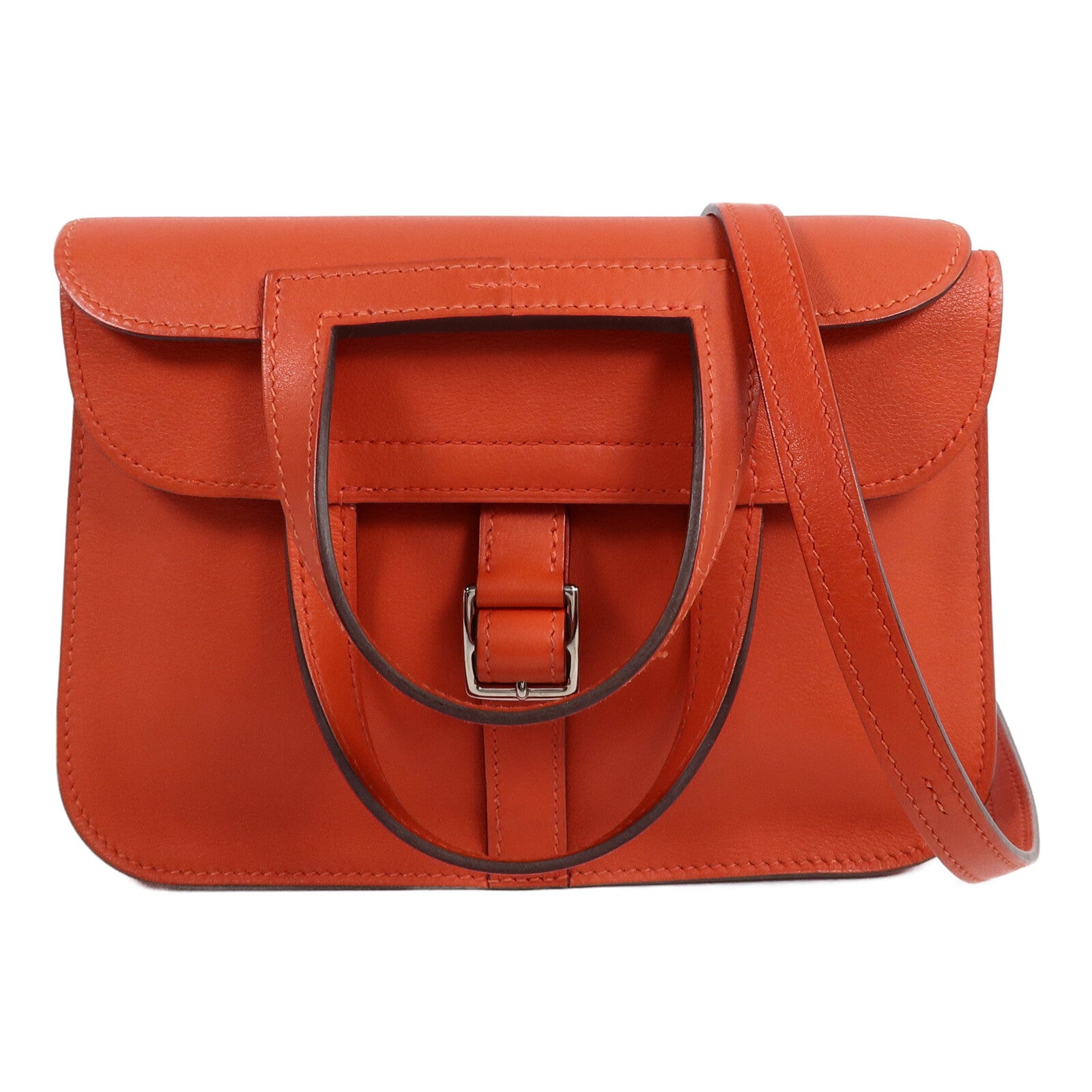 HERMES Swift皮革Mini Halzan手挽肩背兩用袋Rouge Tomate