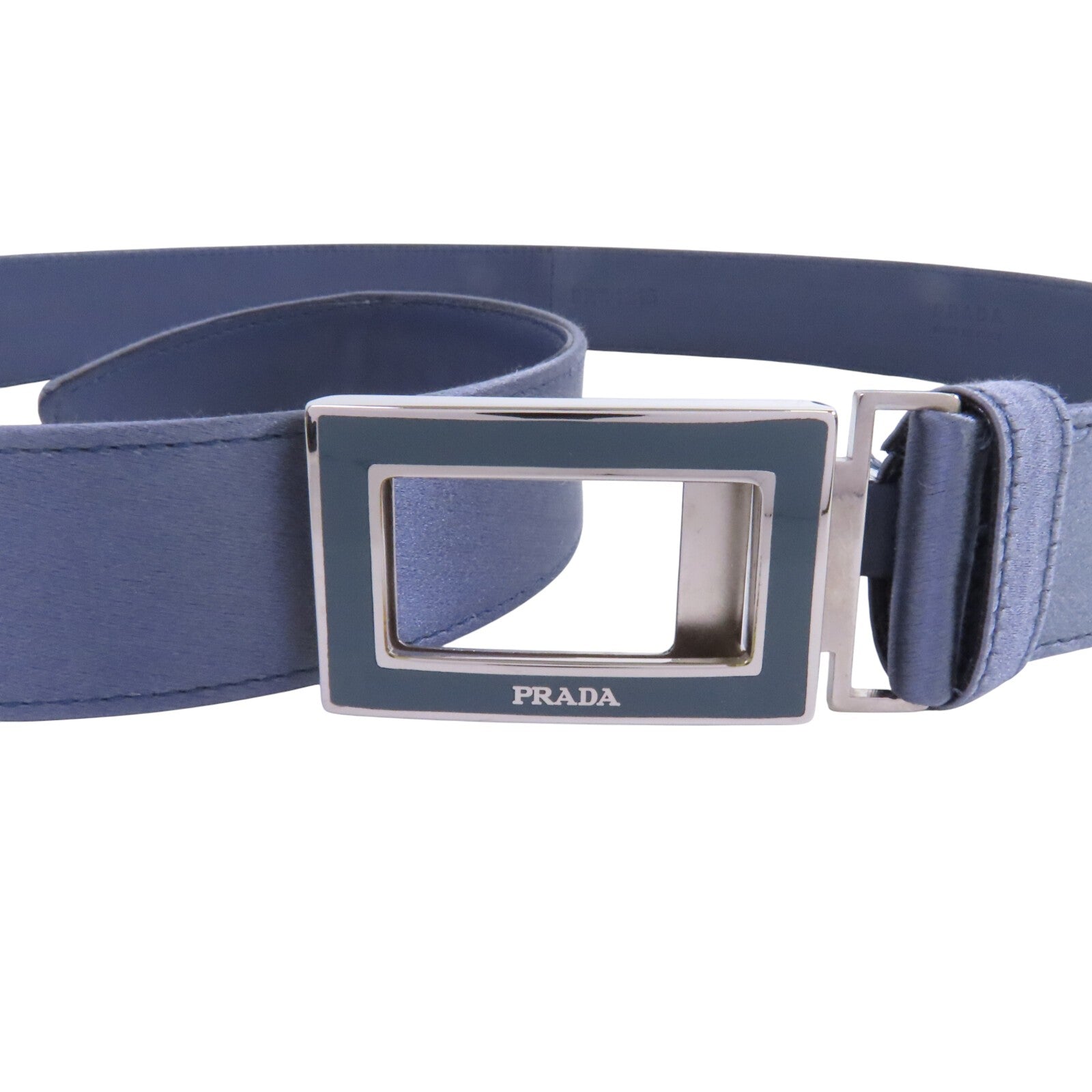 PRADA 緞質Lady Belt 銀扣皮帶