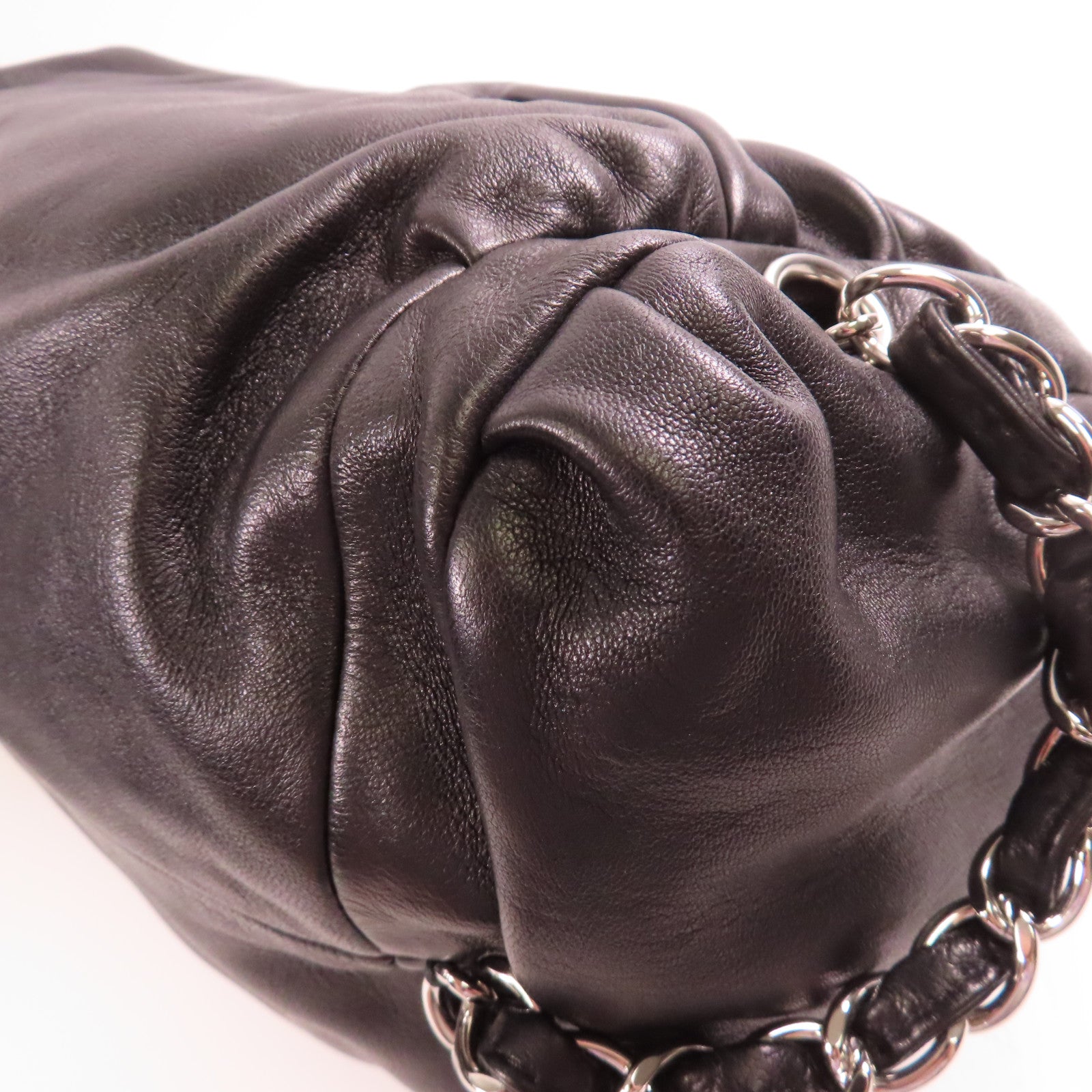 CHANEL 羊皮皮革Shoulder Bag銀扣鏈帶肩背袋