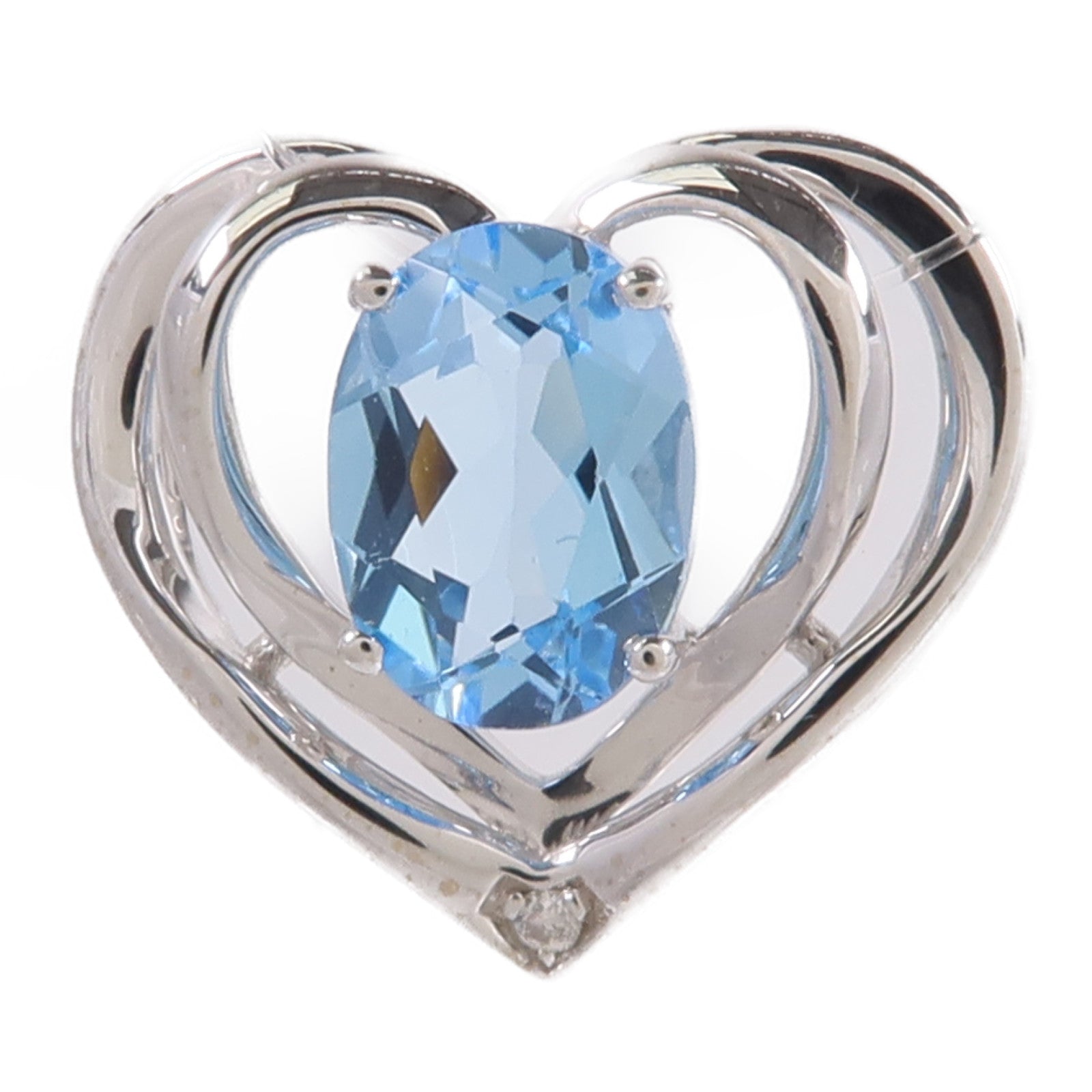 JEWELRY 18K白金Topaz Pendant托帕石/鑽石吊墜
