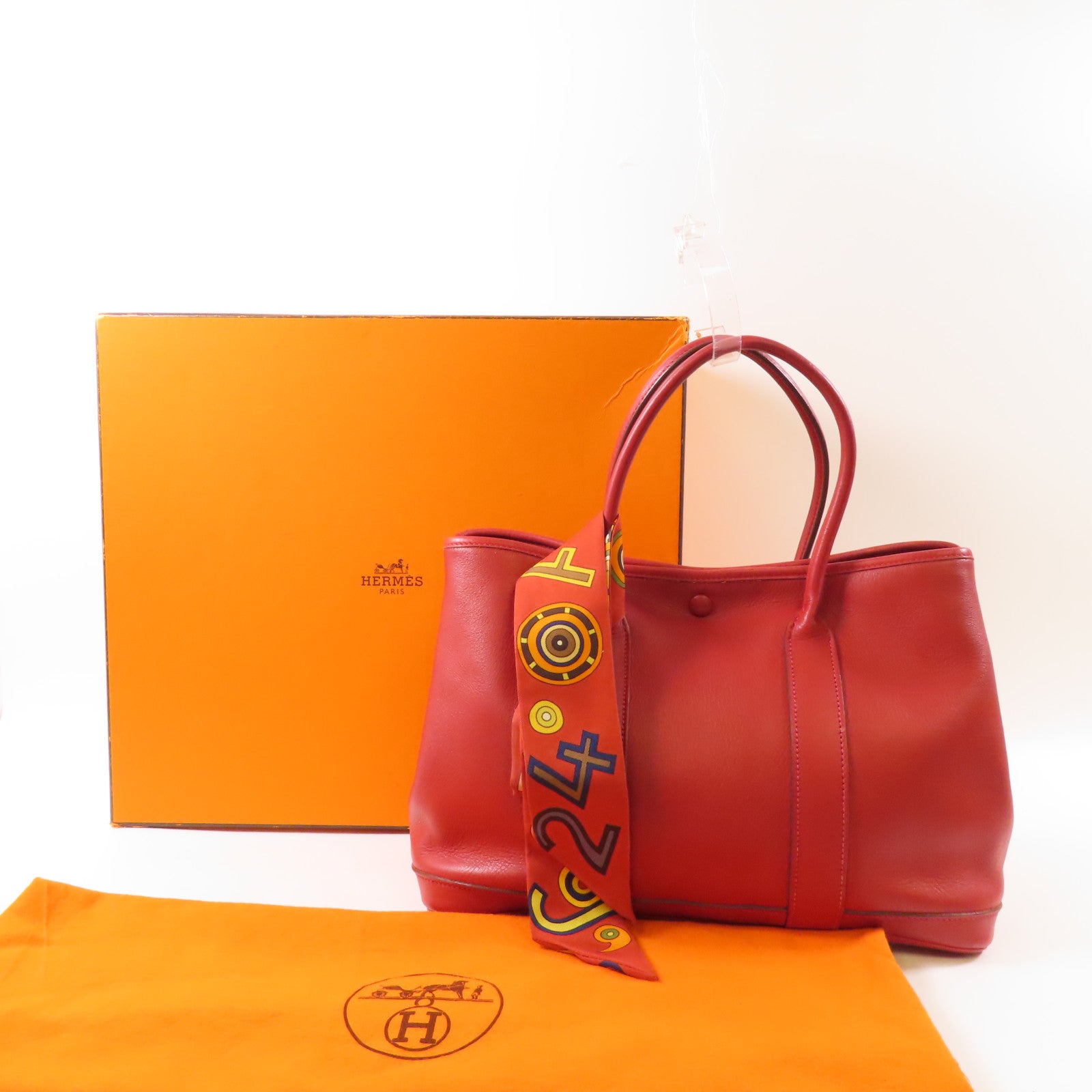 HERMES 皮革Twilly Garden Party TPM手挽袋Vermillon