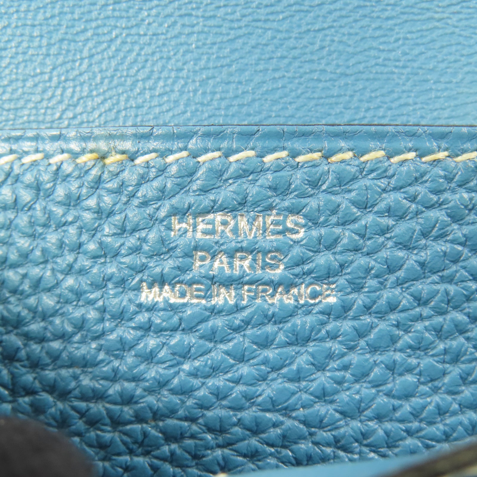HERMES Clemence皮革Dogon MM銀扣長錢包Blue Jeans/藍色