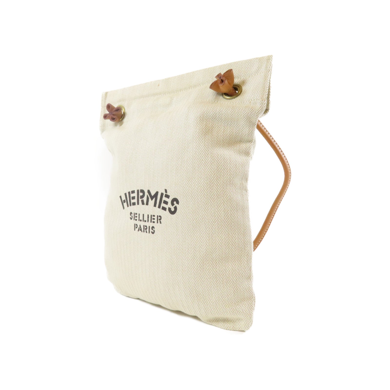 HERMES 【激減優惠】帆布Aline金扣肩背袋米色