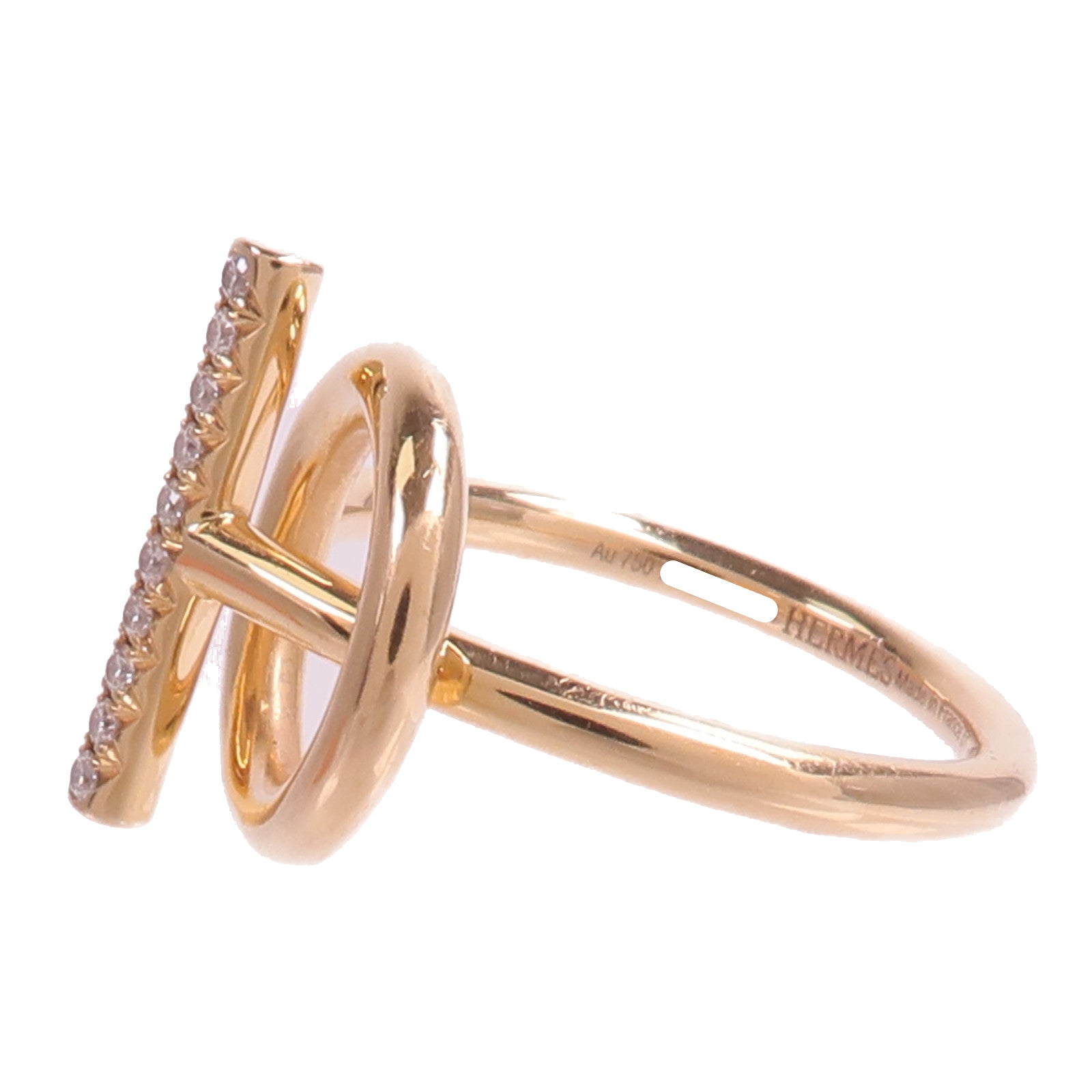 HERMES 18K玫瑰金Echappee Ring鑽石戒指