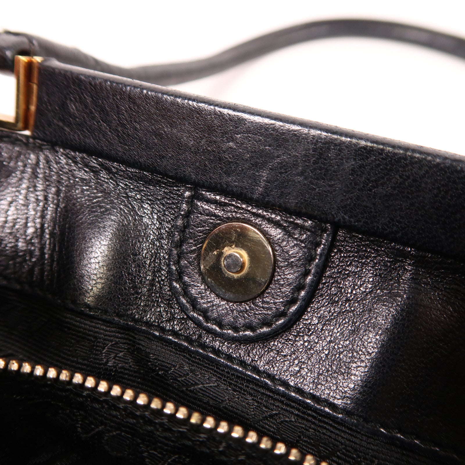 PRADA 牛皮皮革Shoulder Bag金扣肩背袋黑色