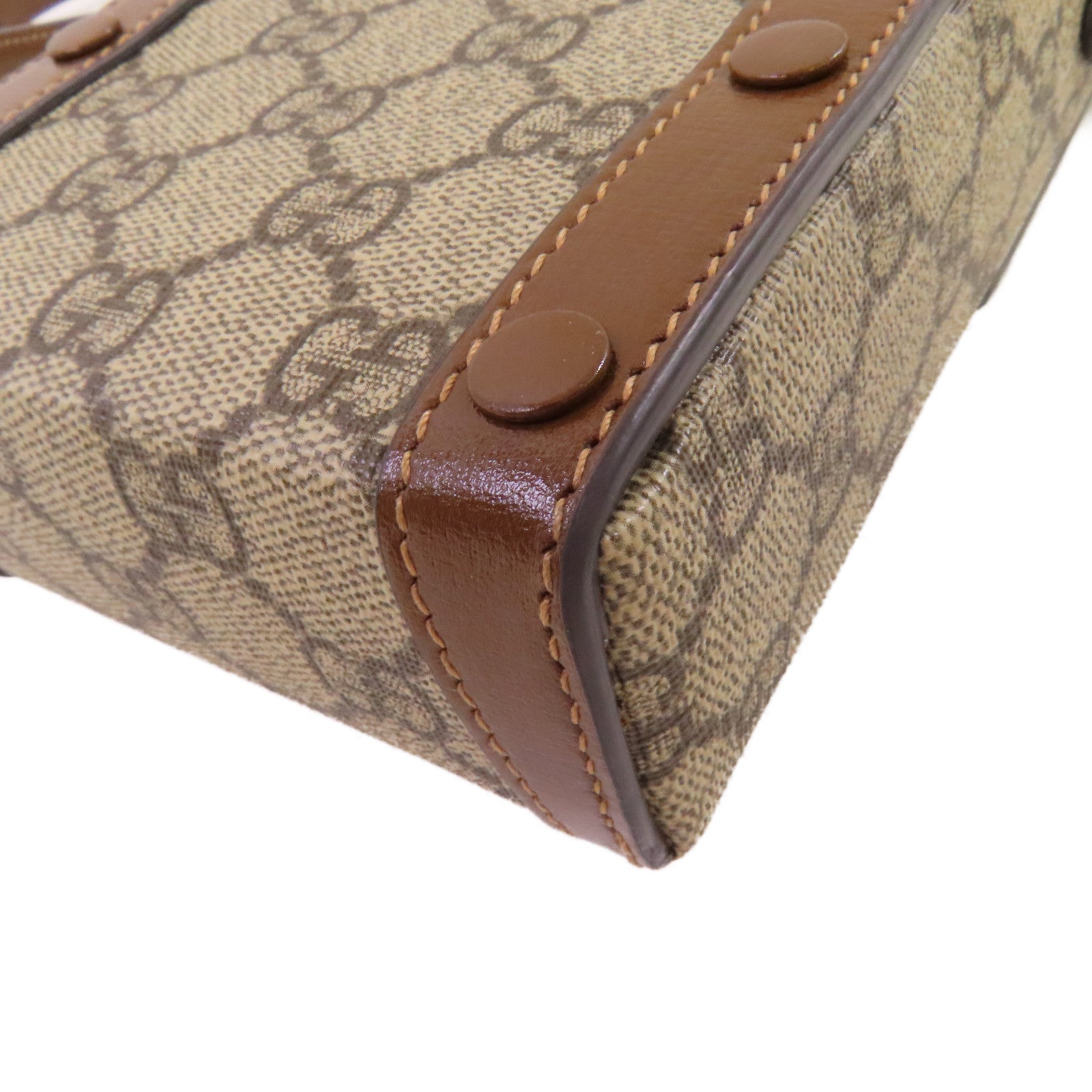 GUCCI 塗層帆布Horsebit 1955 Shoulder Bag金扣肩背袋啡色