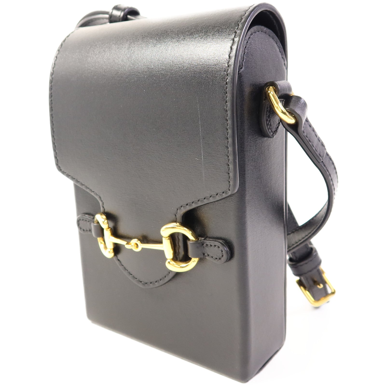 GUCCI 牛皮皮革Horsebit 1955 Mini金扣肩背袋