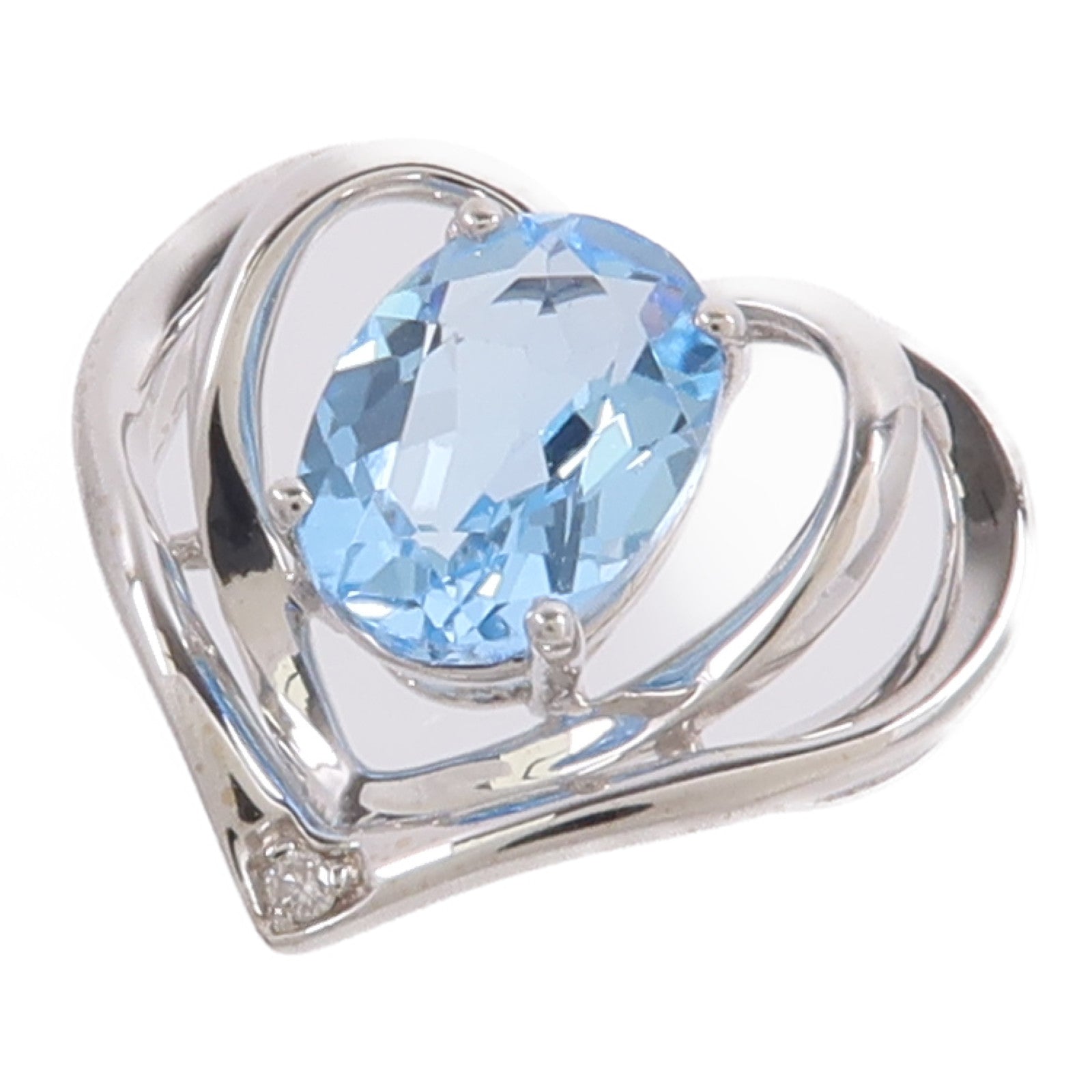 JEWELRY 18K白金Topaz Pendant托帕石/鑽石吊墜