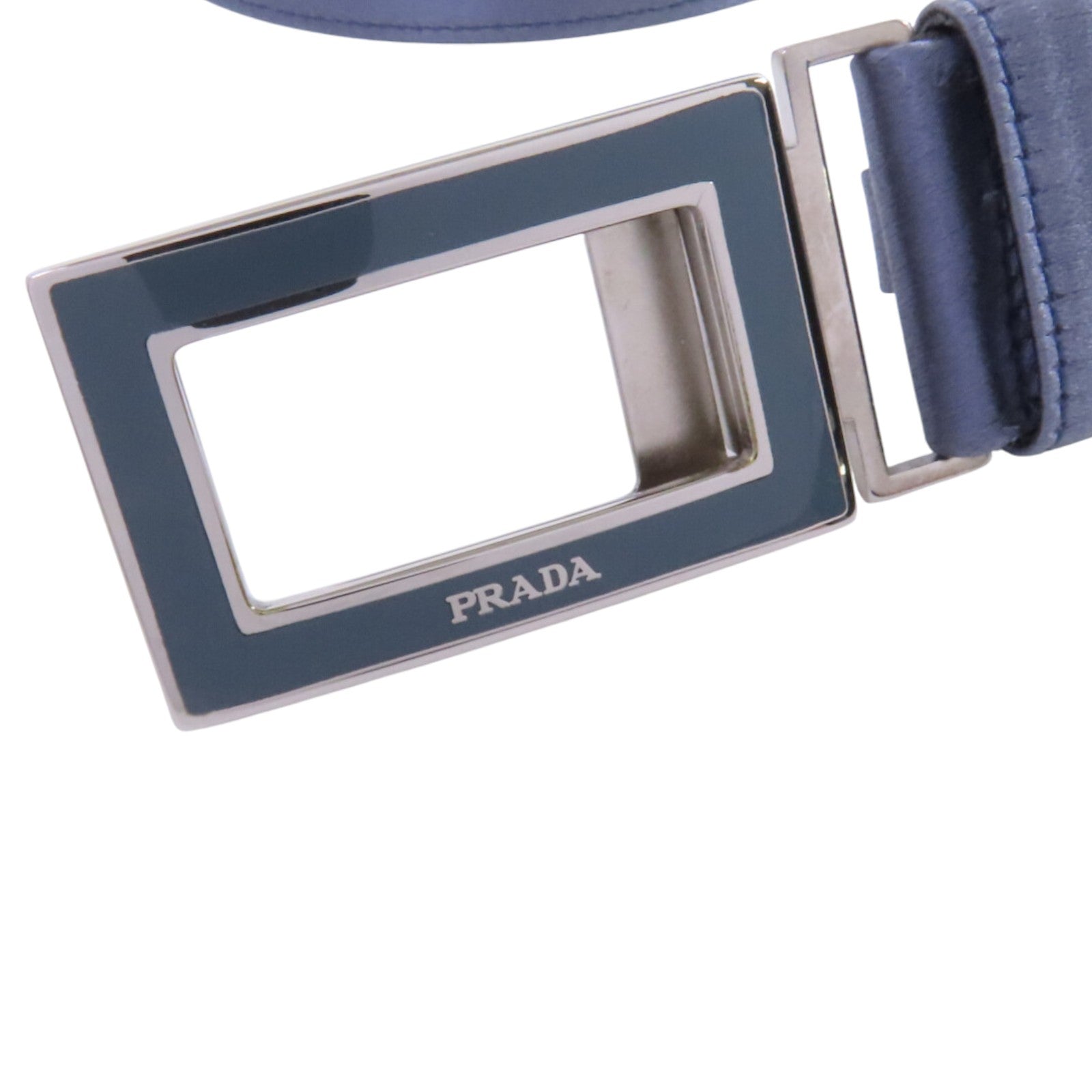 PRADA 緞質Lady Belt 銀扣皮帶