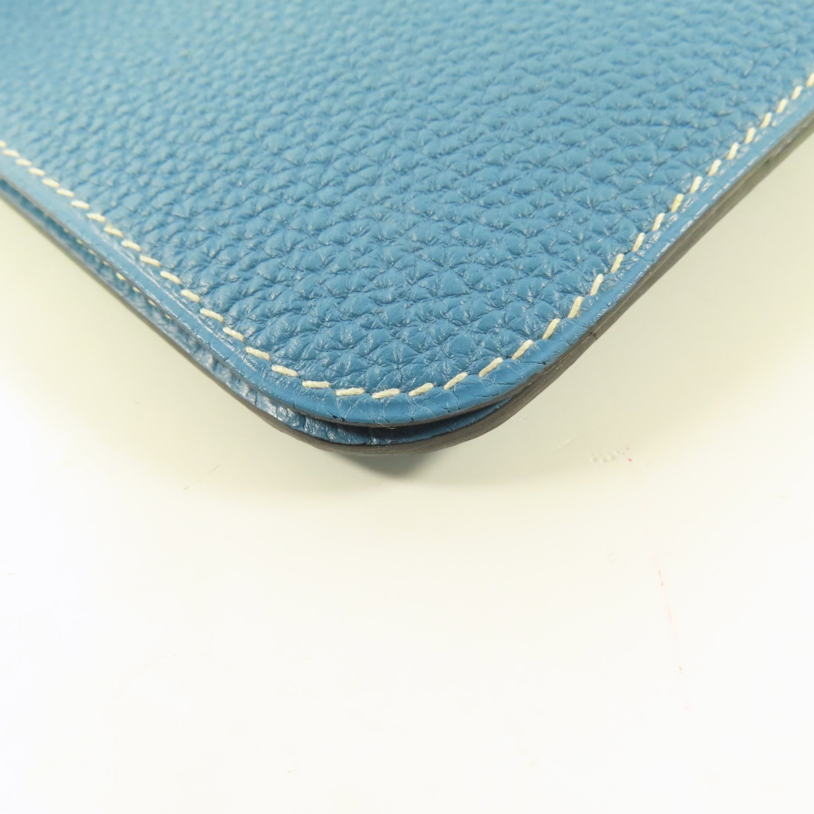 HERMES Clemence皮革Dogon MM銀扣長錢包Blue Jeans/藍色