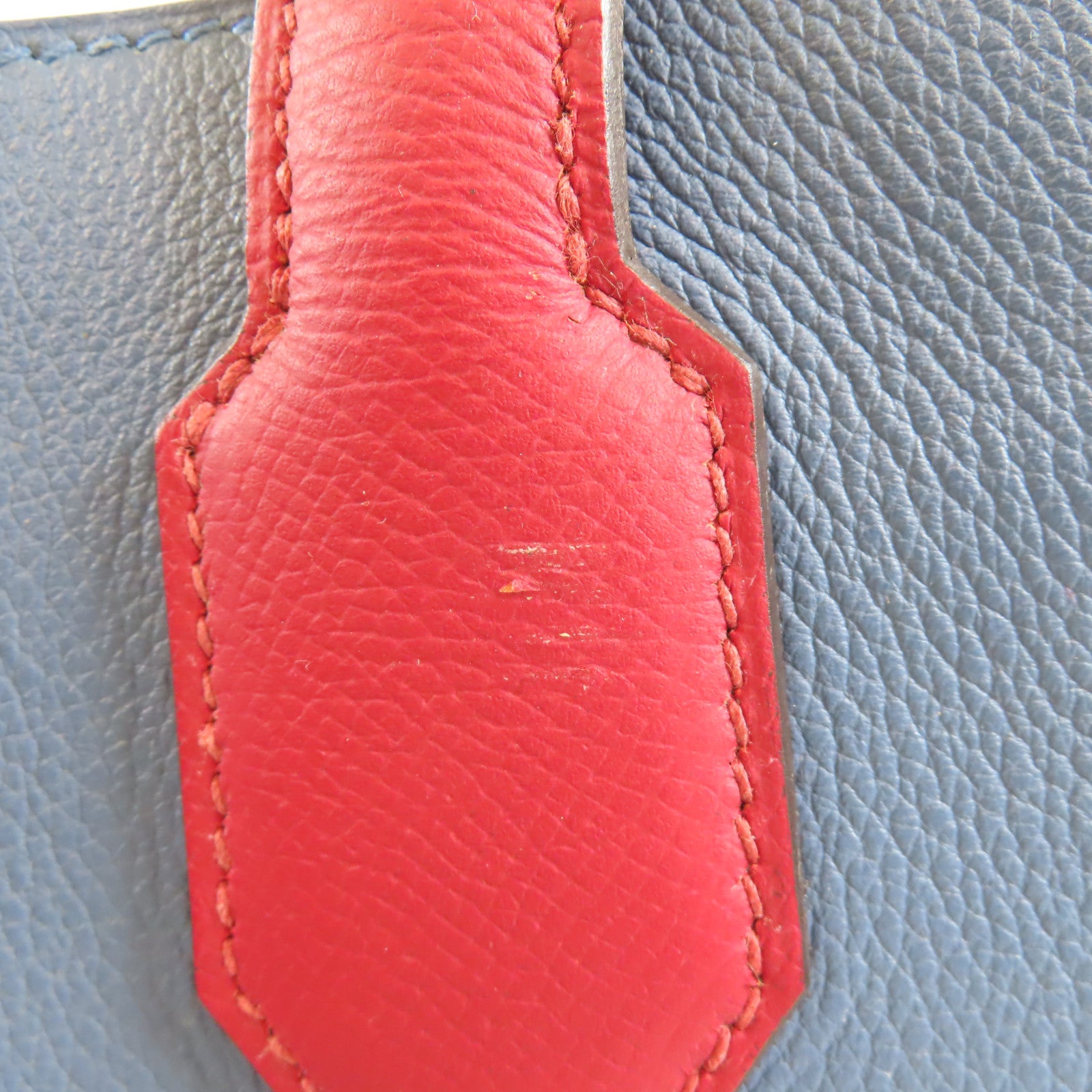 HERMES Maxibox Cabas Handbag 071257CK Evercolor/Epsom Leather Bleu Agate/Rouge