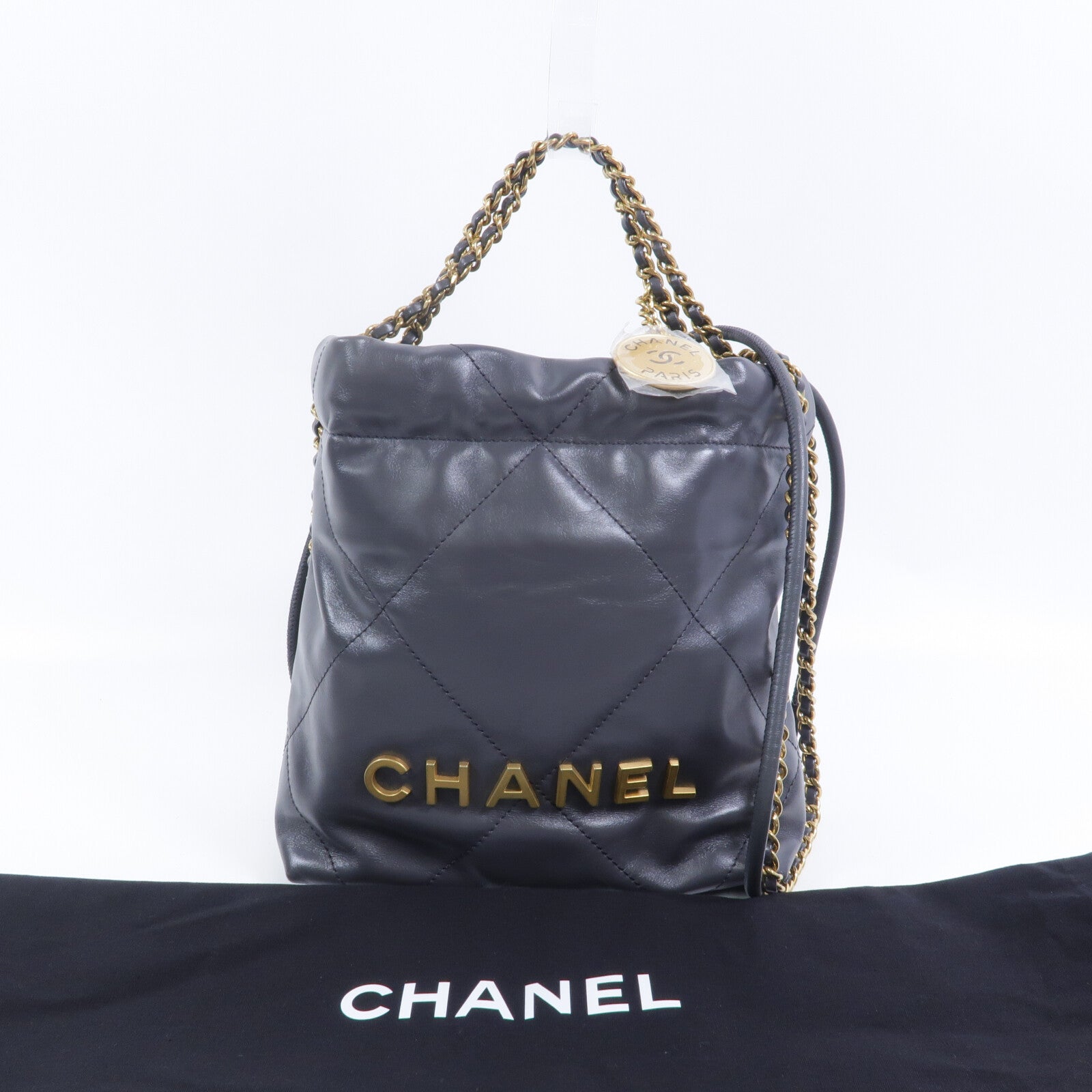 CHANEL 【激減優惠】牛皮皮革Chanel 22 Mini鏈帶手挽肩背兩用袋