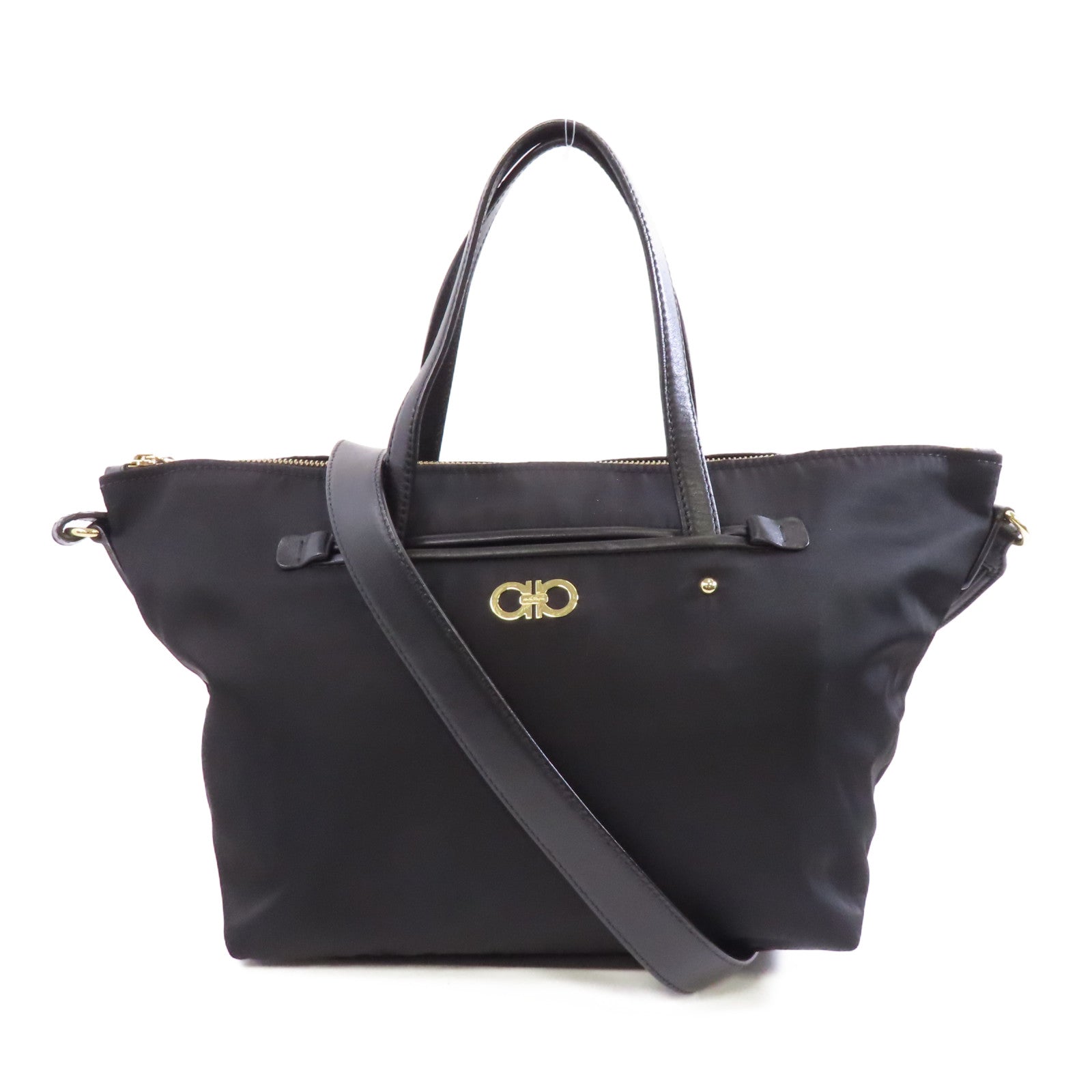 Salvatore Ferragamo 尼龍2way Shoulder Bag金扣手挽肩背兩用袋黑色