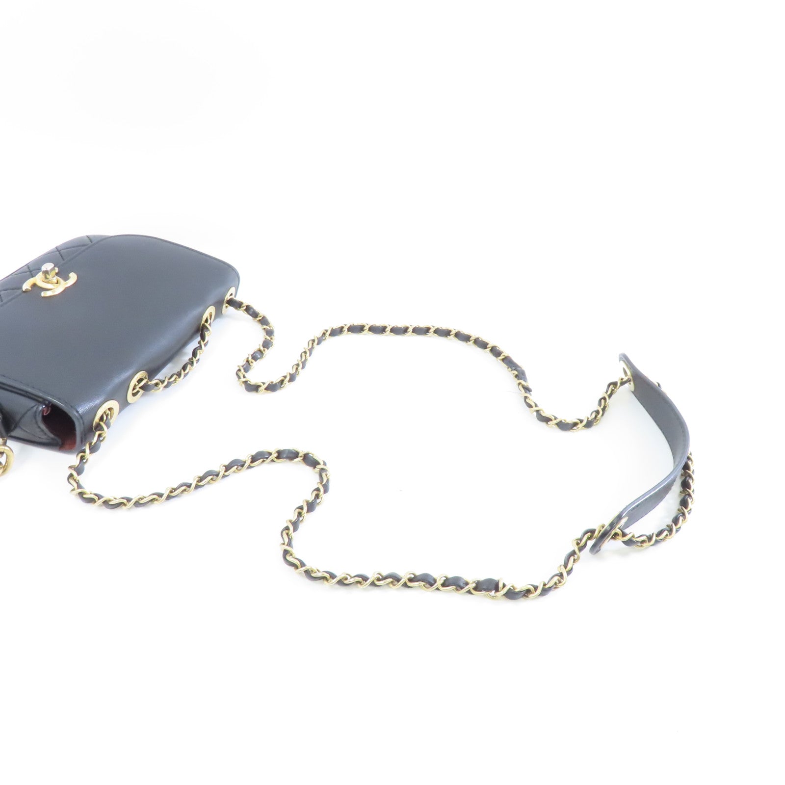 CHANEL 【激減優惠】菱格牛皮皮革Chain Shoulder Bag金扣鏈帶肩背袋黑色