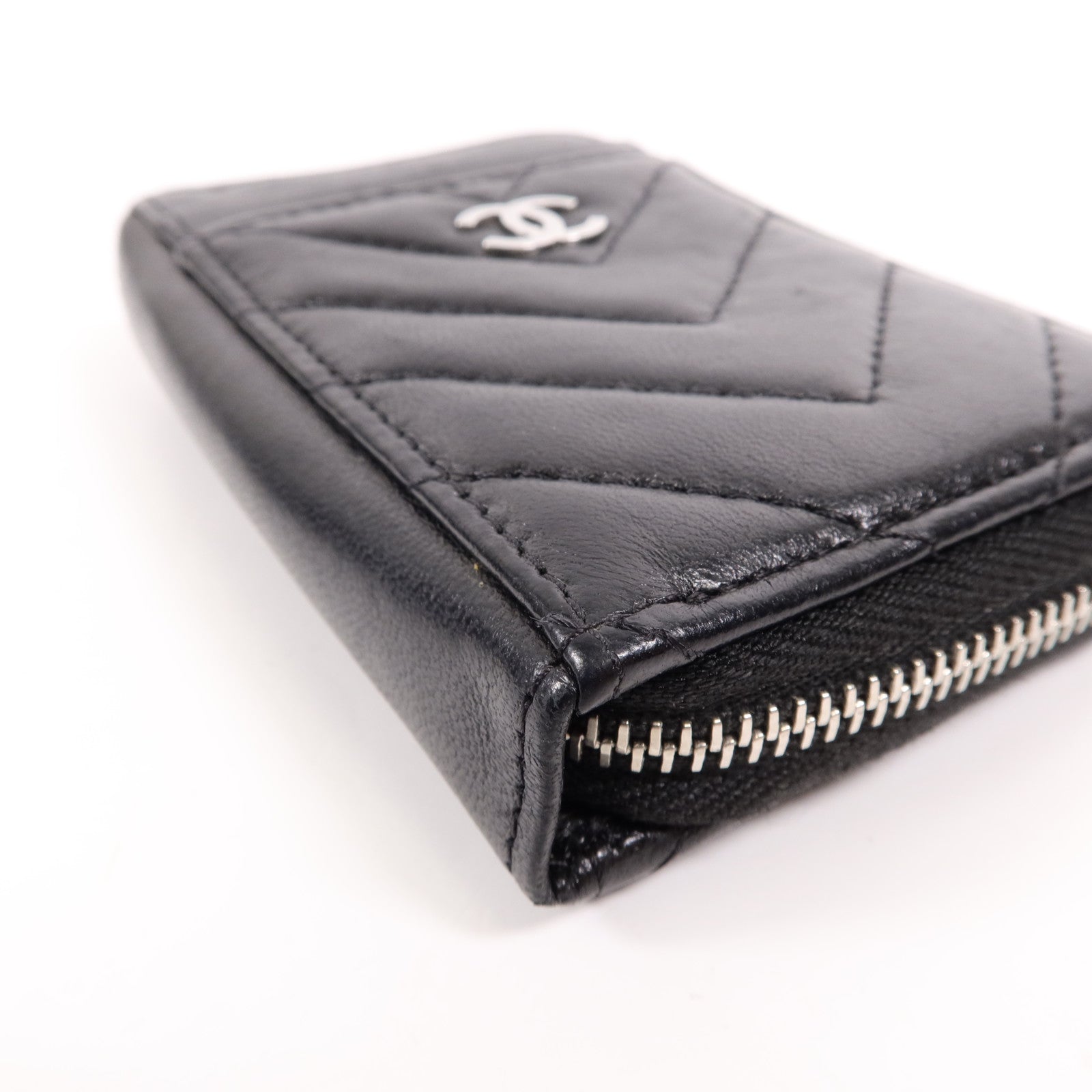 CHANEL 羊皮皮革Card Case銀扣卡片套