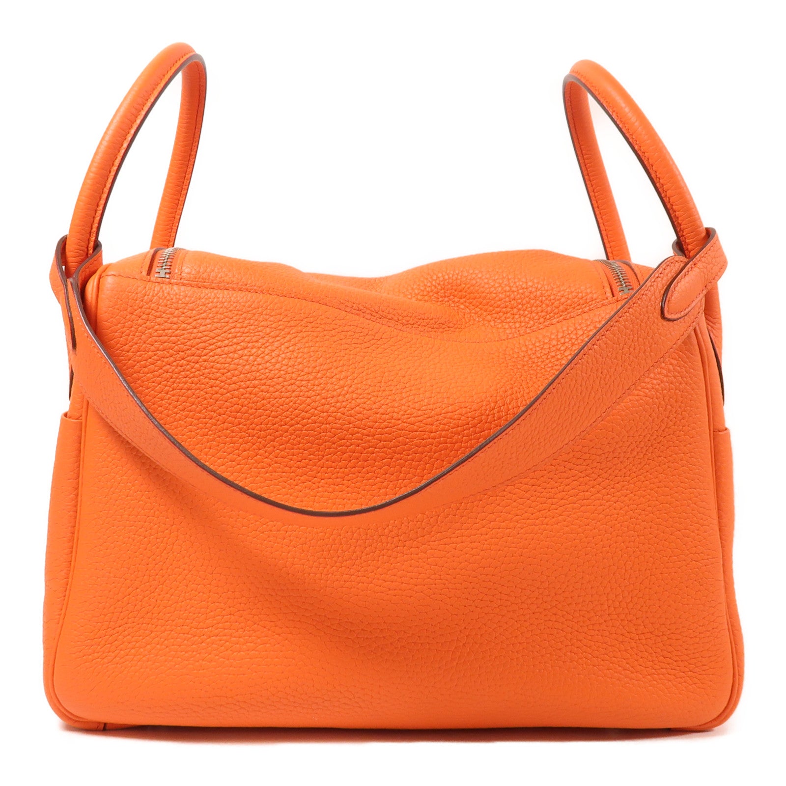 HERMES Clemence皮革Lindy 30銀扣手挽肩背兩用袋Feu