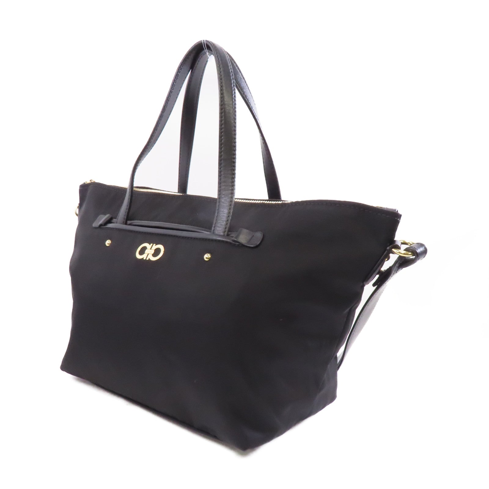 Salvatore Ferragamo 尼龍2way Shoulder Bag金扣手挽肩背兩用袋黑色