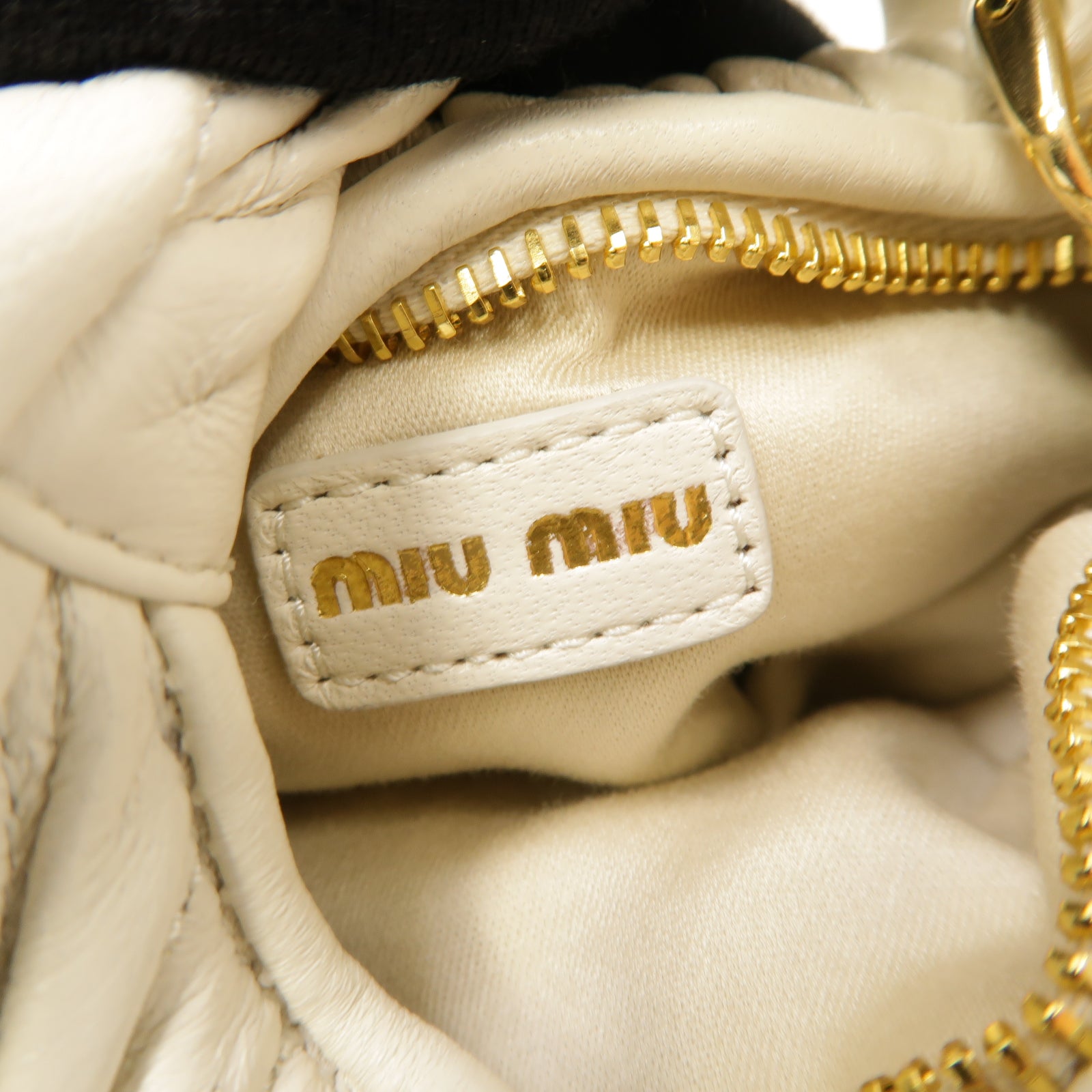 Miu Miu 【激減優惠】羊皮皮革2 Way Shoulder金扣手挽肩背兩用袋白色