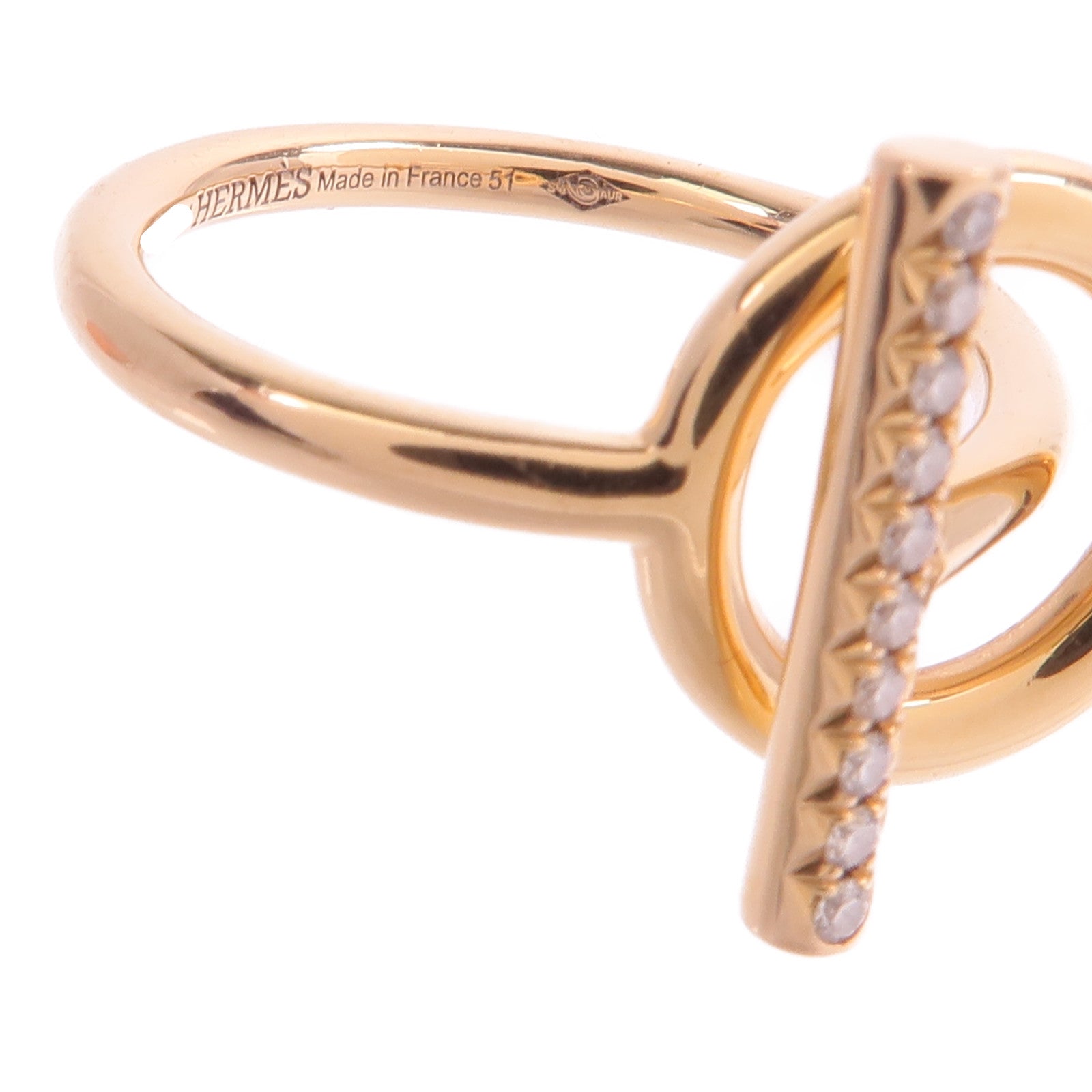 HERMES 18K玫瑰金Echappee Ring鑽石戒指
