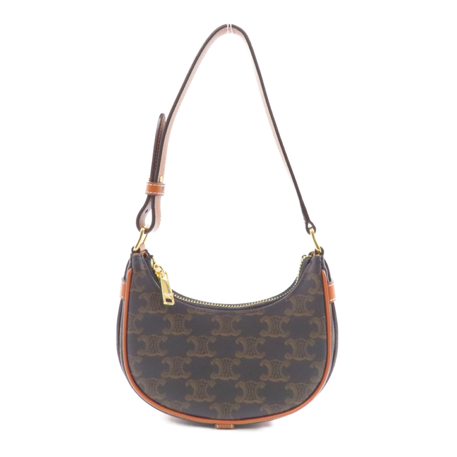CELINE 【激減優惠】塗層帆布Ava Mini金扣手挽袋棕色