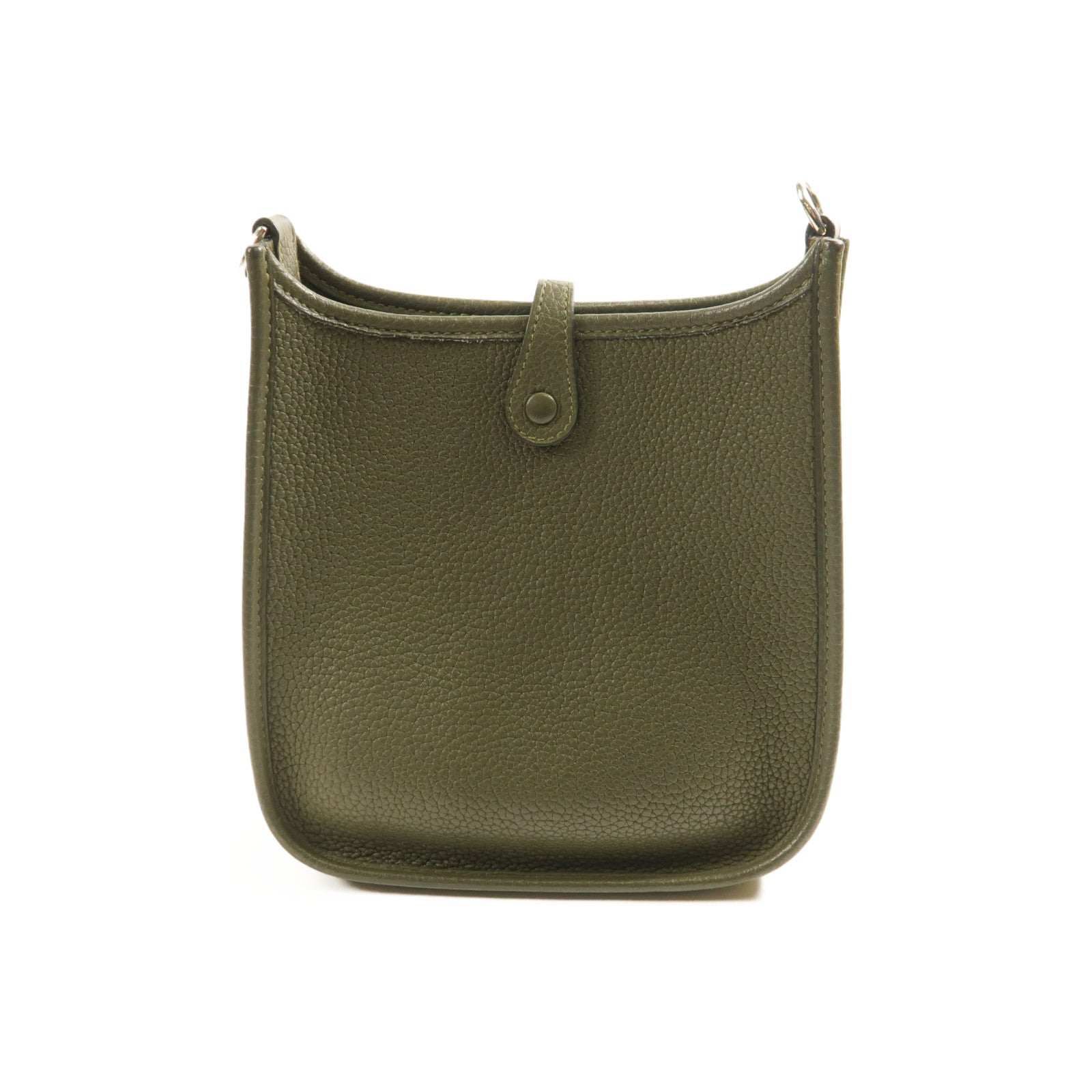 HERMES Clemence皮革Evelyne TPM銀扣肩背袋Vert Maquis