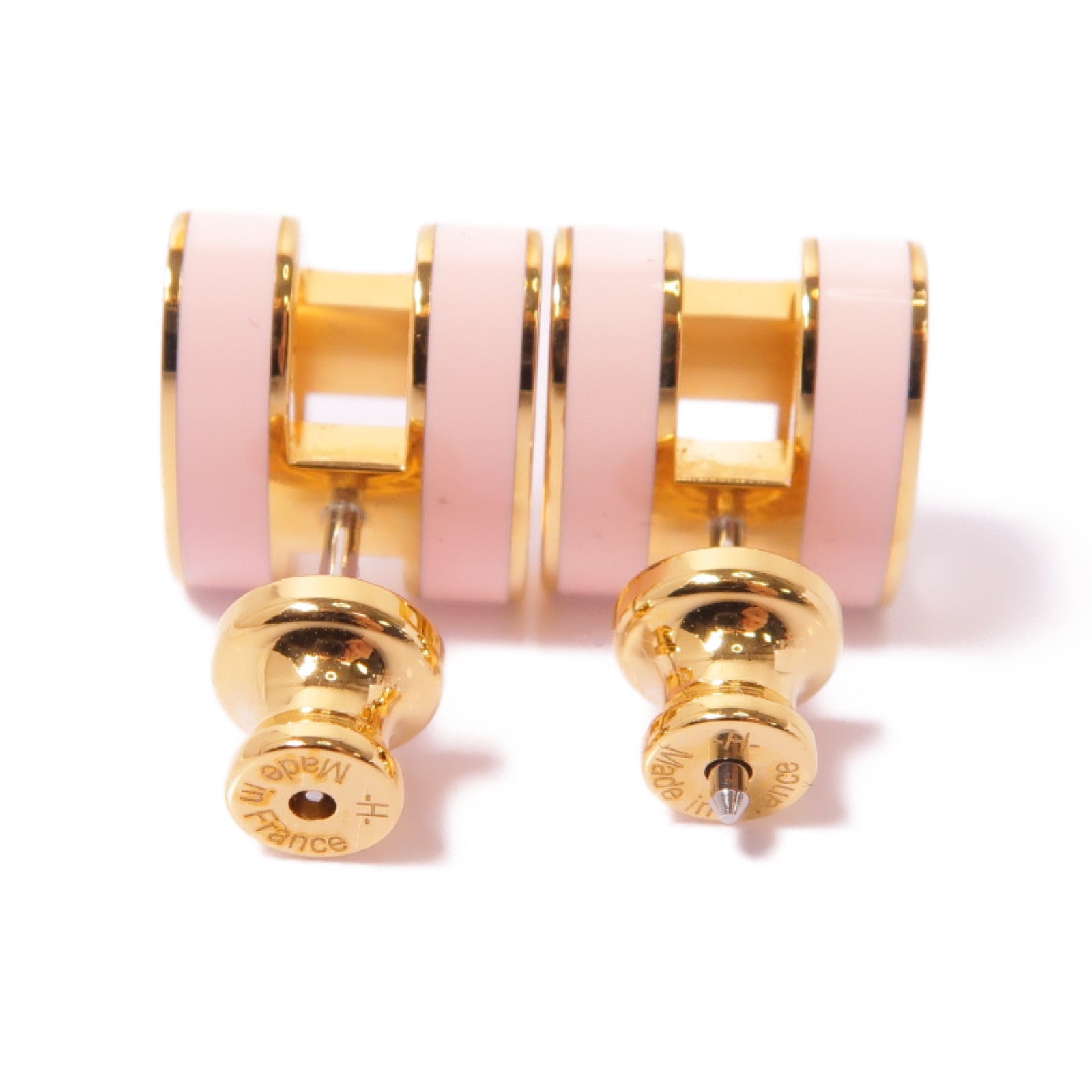 HERMES 金屬Pop H Earrings耳環粉紅色/金色