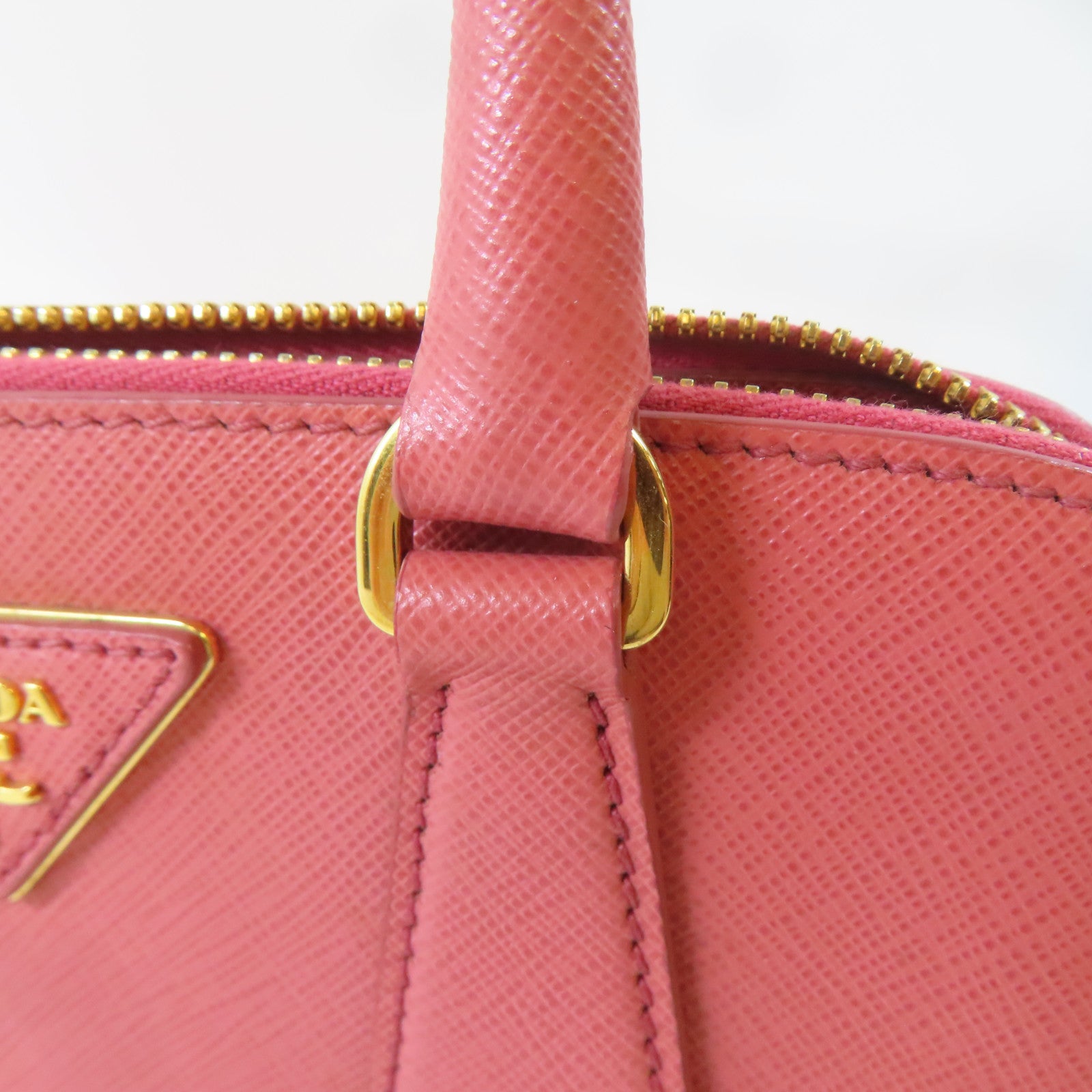 PRADA 牛皮皮革2 Way Shoulder金扣手挽肩背兩用袋粉紅色
