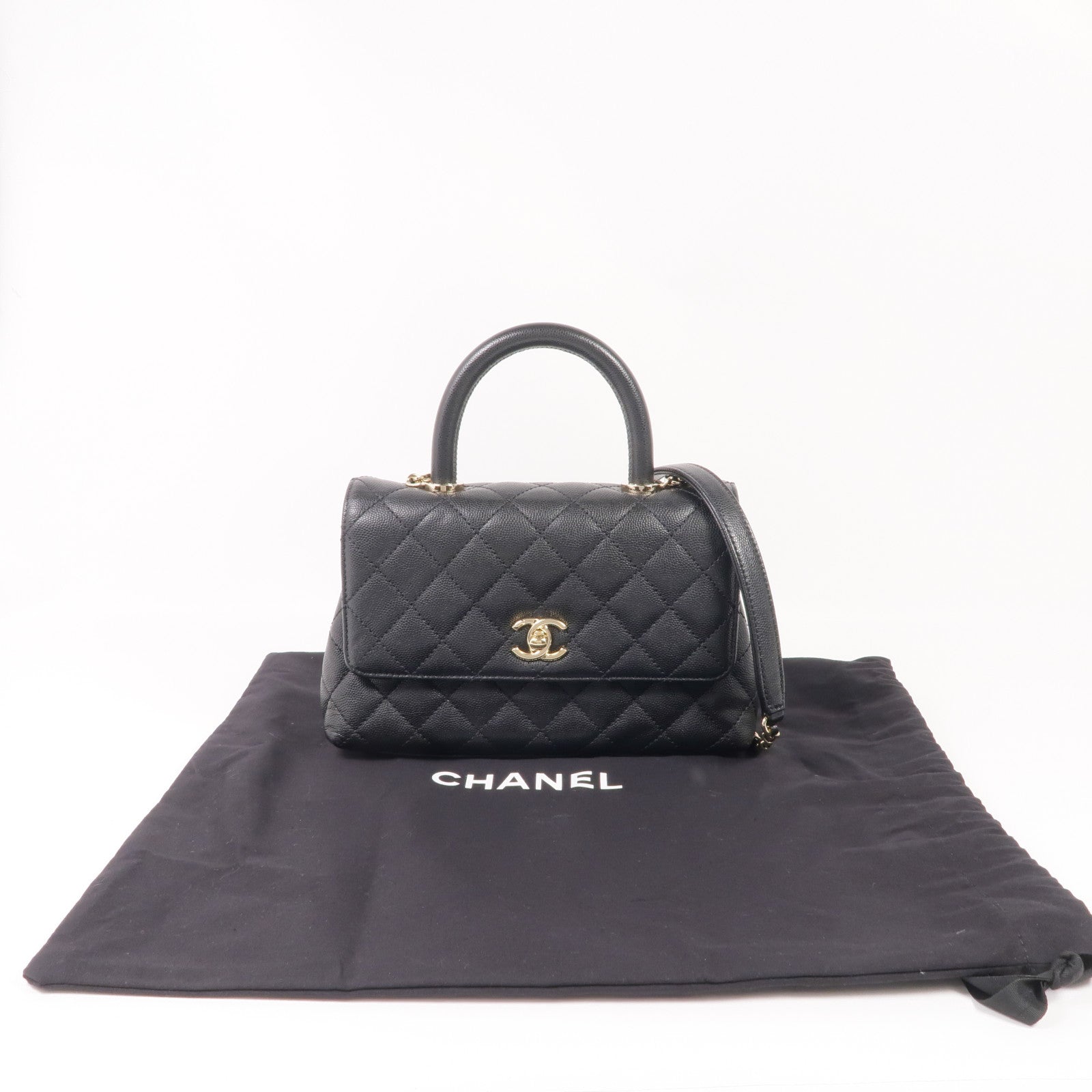 CHANEL 牛皮皮革CoCo Handle Small金扣手挽肩背兩用袋