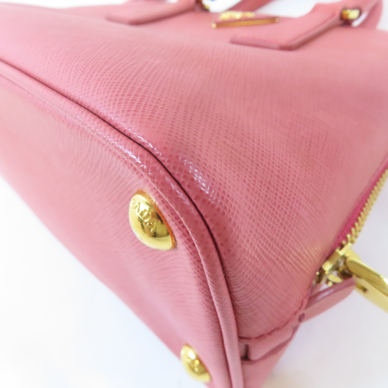PRADA 牛皮皮革2 Way Shoulder金扣手挽肩背兩用袋粉紅色