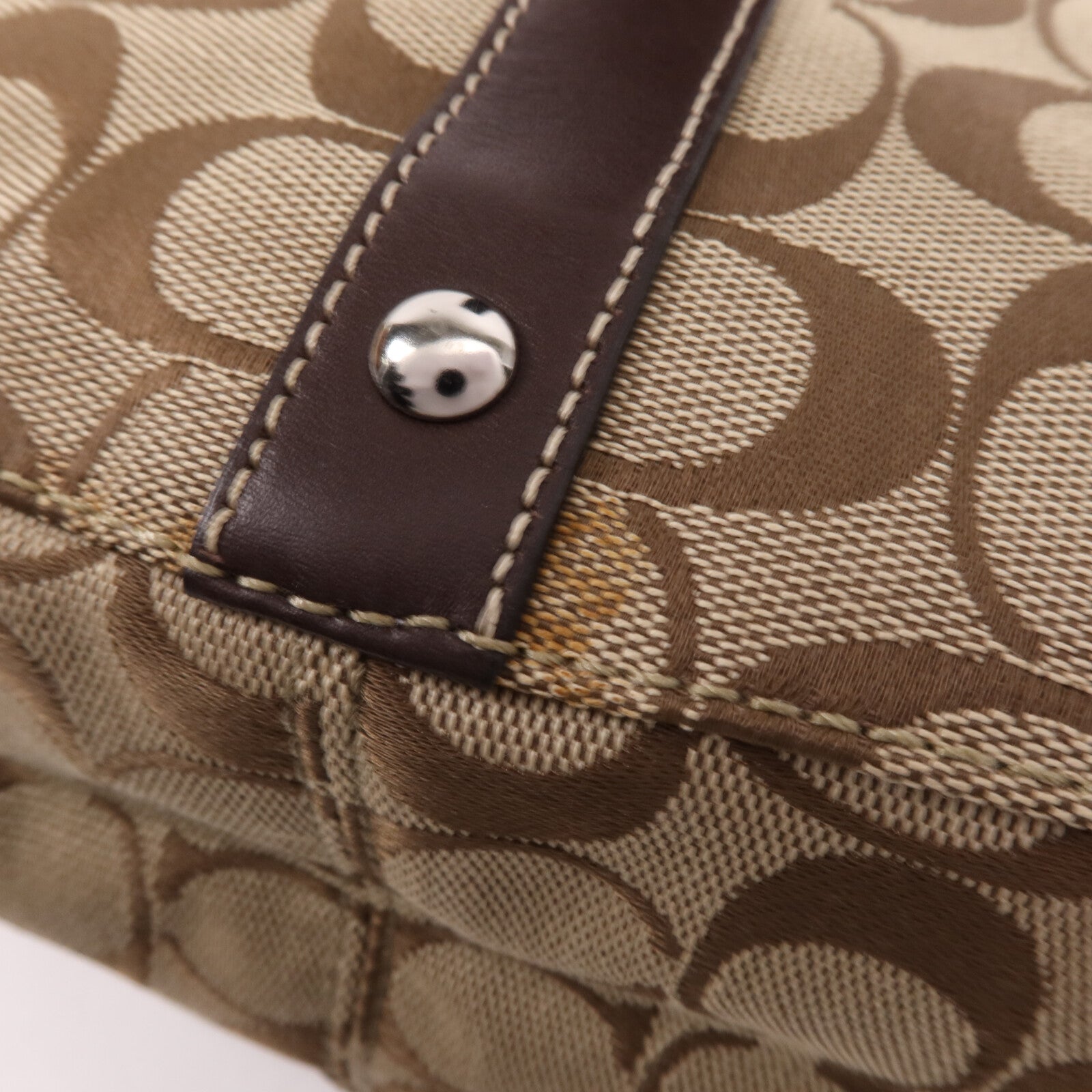 COACH 帆布Shoulder Bag銀扣肩背袋