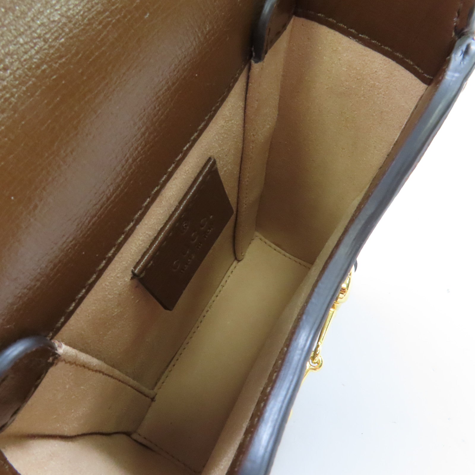 GUCCI 塗層帆布Horsebit 1955 Shoulder Bag金扣肩背袋啡色