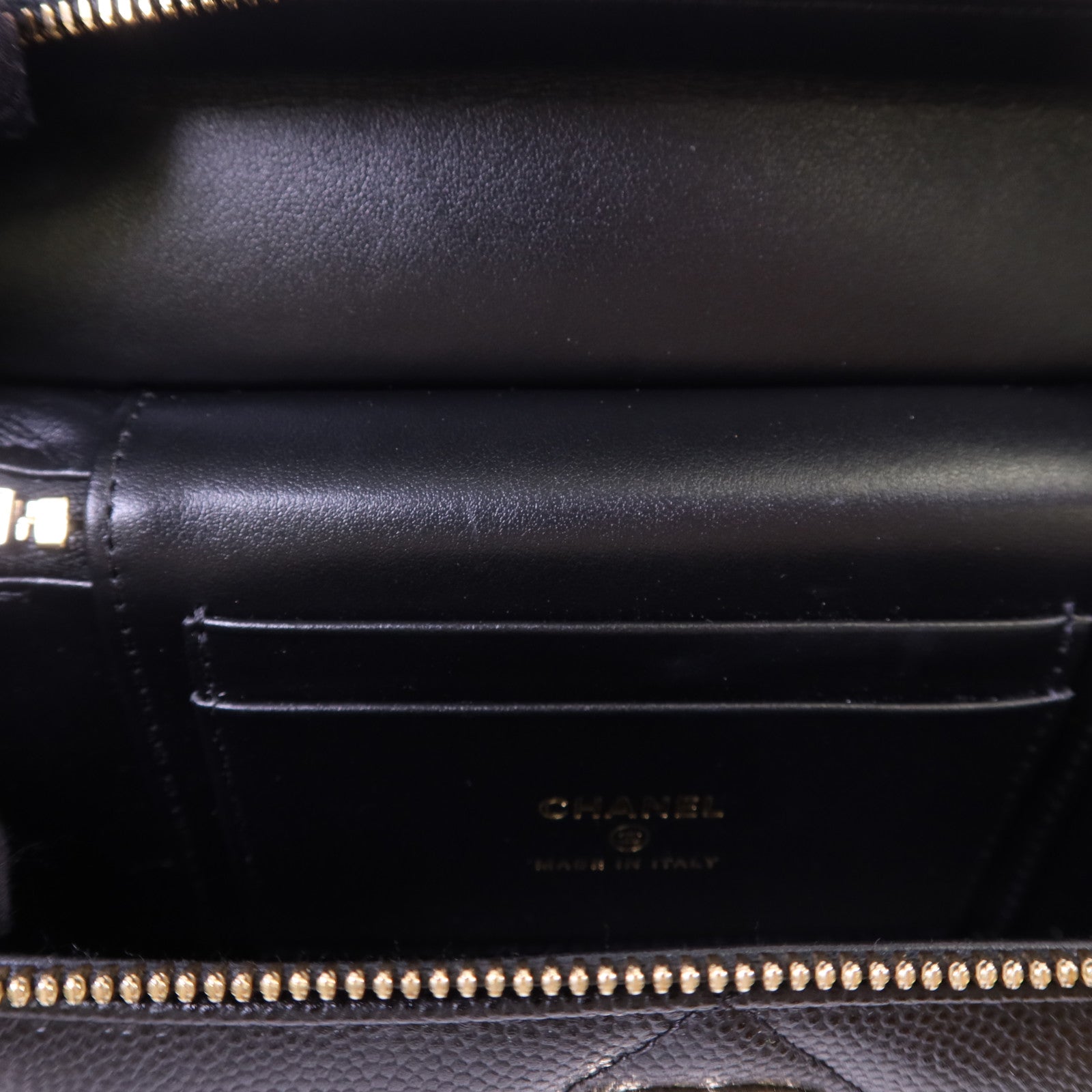 CHANEL 牛皮皮革Vanity With Chain金扣手挽肩背兩用袋