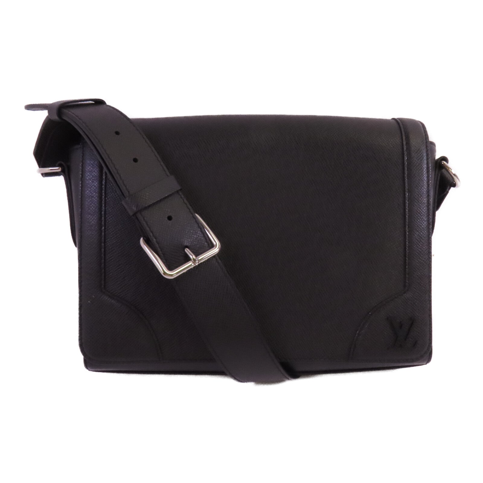 LOUIS VUITTON Taiga New Flap Messenger Bag銀扣肩背袋