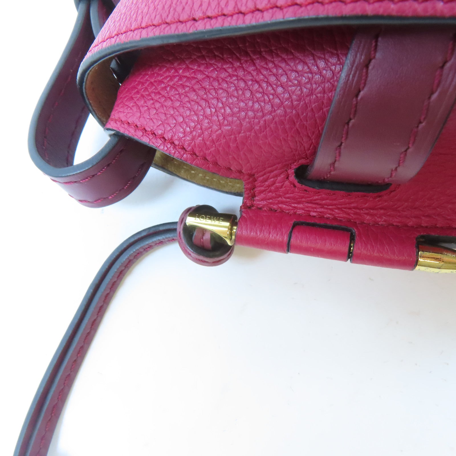 LOEWE 牛皮皮革Gate Small Bag金扣肩背袋紅色